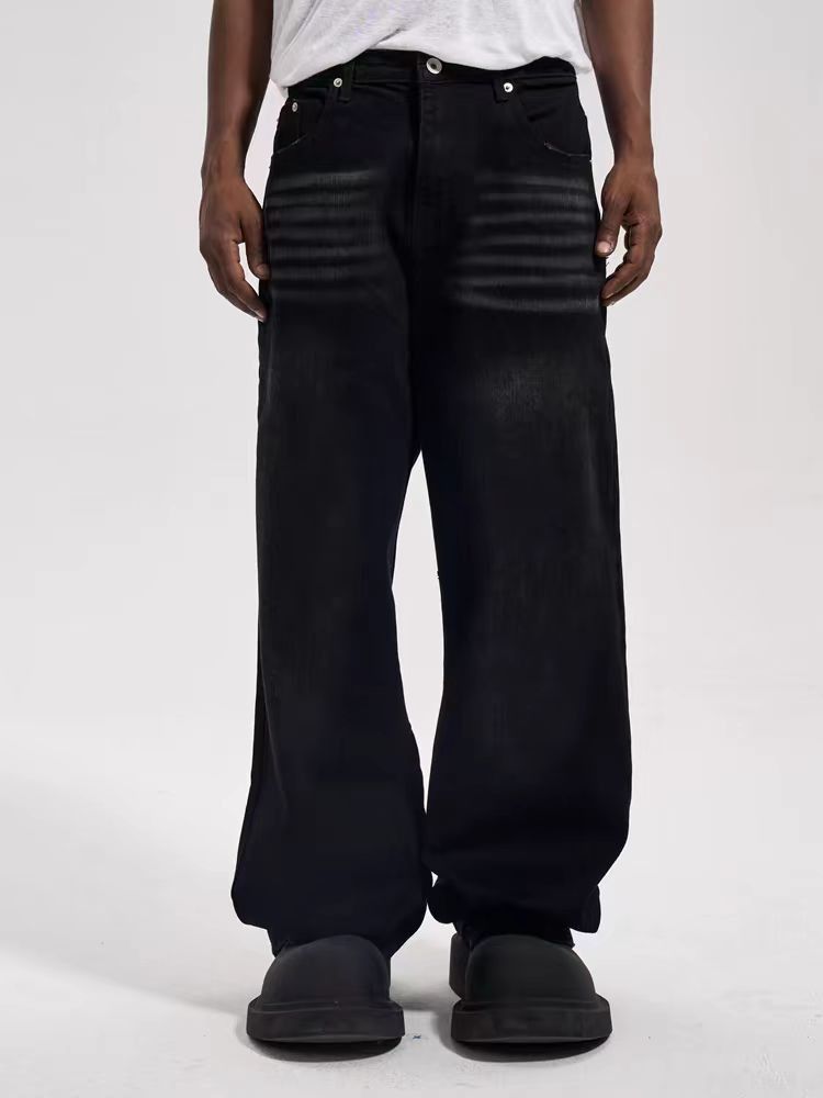 Japanese Brand × Jean High Street Whisker Style Washed Casual Baggy Jeans Size US 33 - 2 Thumbnail