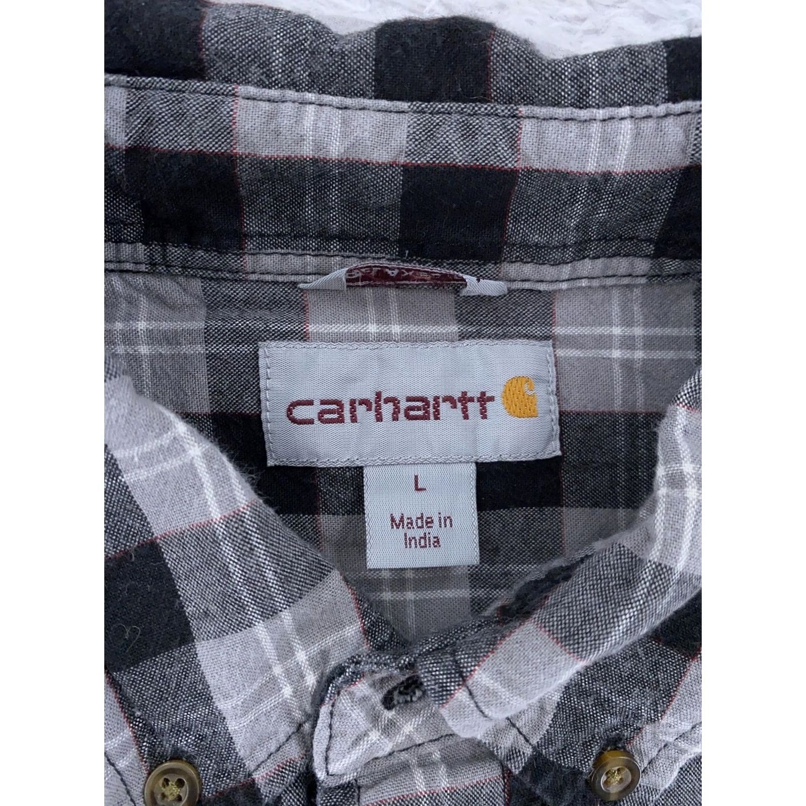 Carhartt Carhartt Plaid Button-Down Shirt Mens Large Gray Short Sleeve Workwear Size US L / EU 52-54 / 3 - 7 Thumbnail