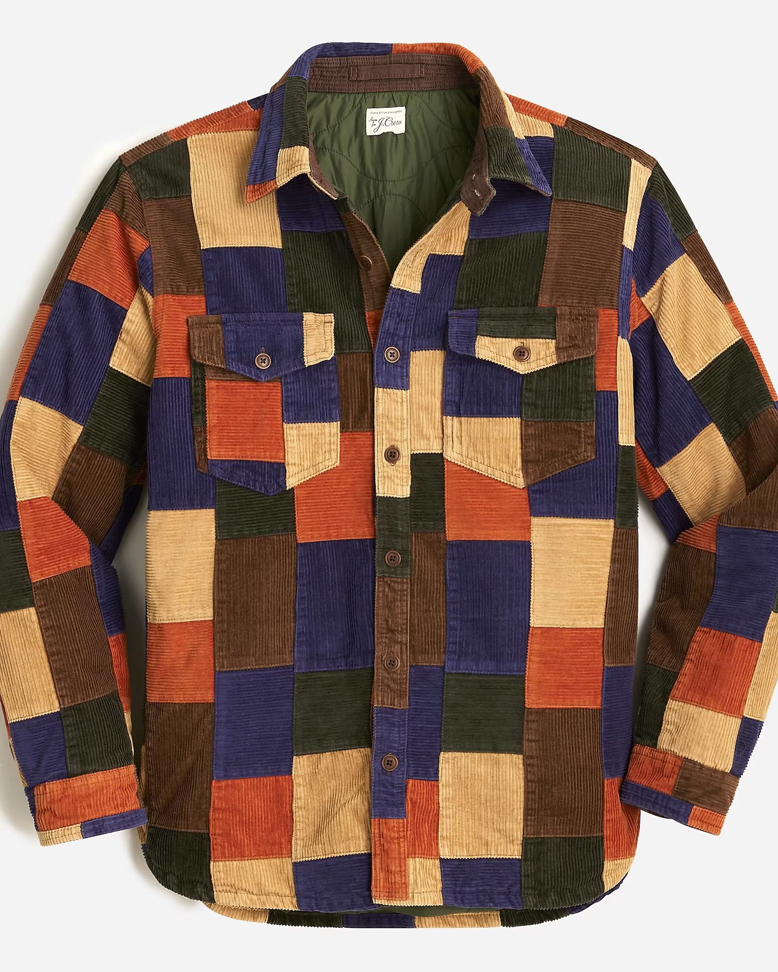 J. Crew Quilt Lined Patchwork Corduroy CPO Shirt Jacket