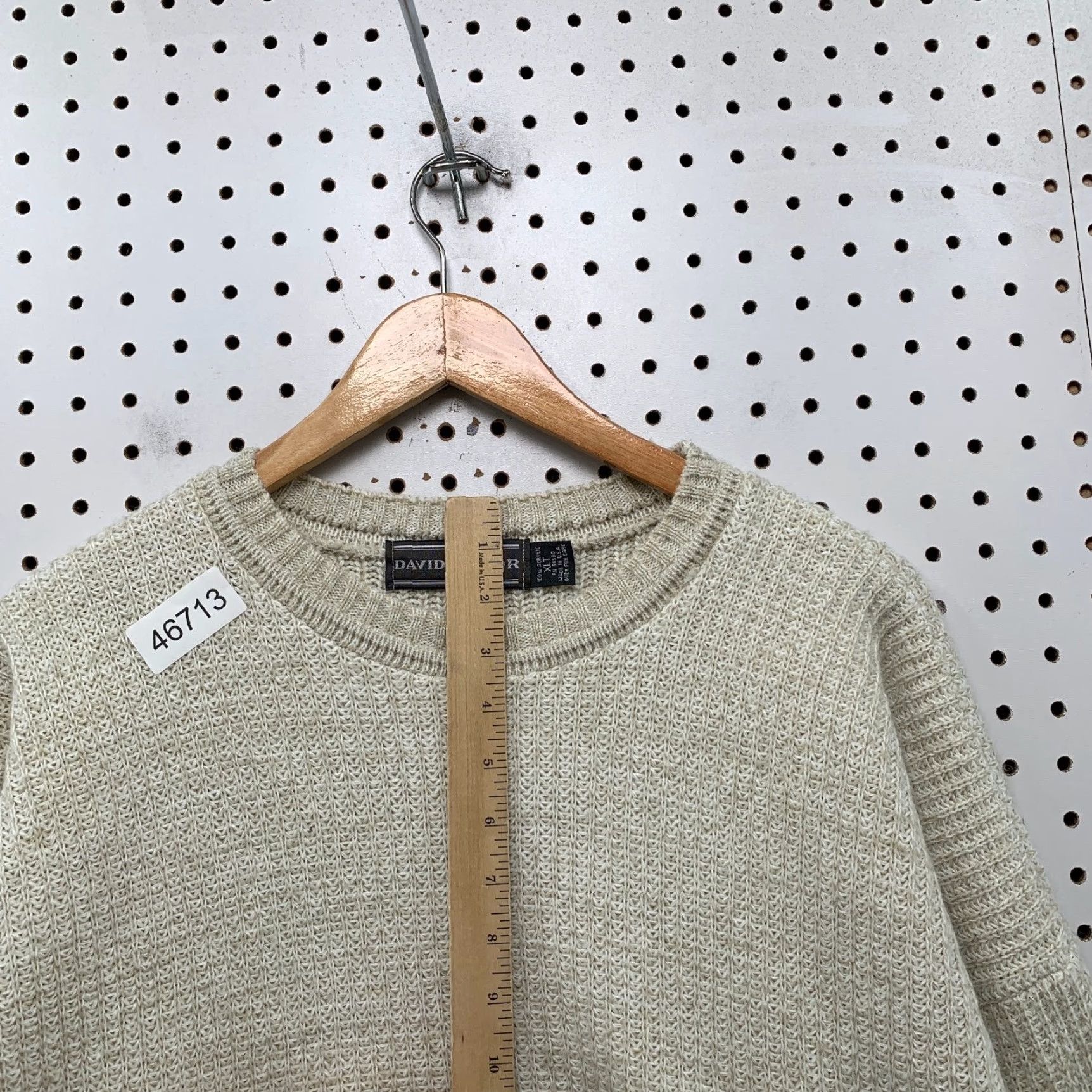 Vintage VINTAGE David Taylor Sweater Mens XLT XL Tall Beige Knit Grandpa Dad USA Crew Neck Pullover Winter Fall Beige 90s Dad Mens Size US XL / EU 56 / 4 - 7 Thumbnail