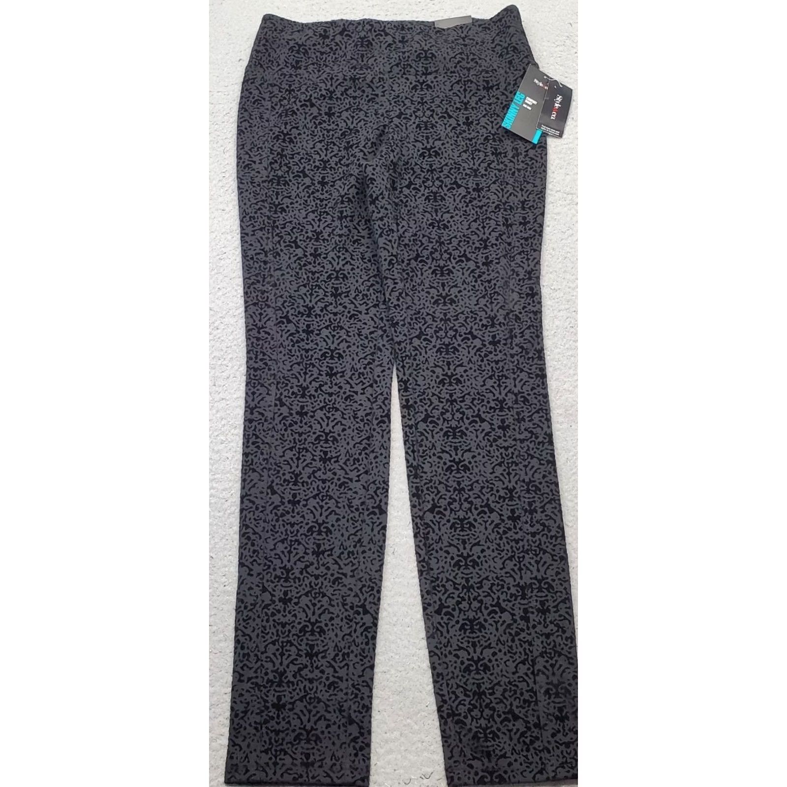 Vintage Style&co. Pants Womens XS Black Burnout Damask Comfort Stretch Mid Rise Skinny Size 26" / US 2 / IT 38 - 2 Thumbnail