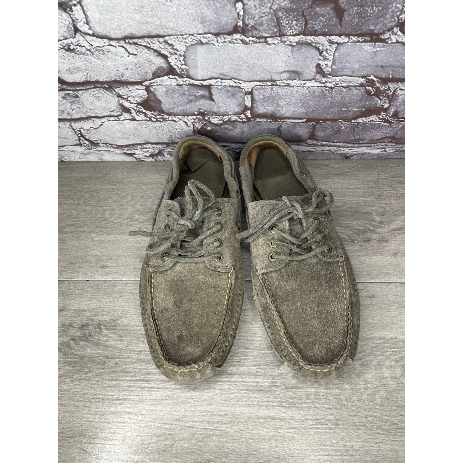 Frye FRYE Mason Tie Moc Camp Taupe Suede Leather Boat Shoes Men S Size US 12 / EU 45 - 10 Thumbnail