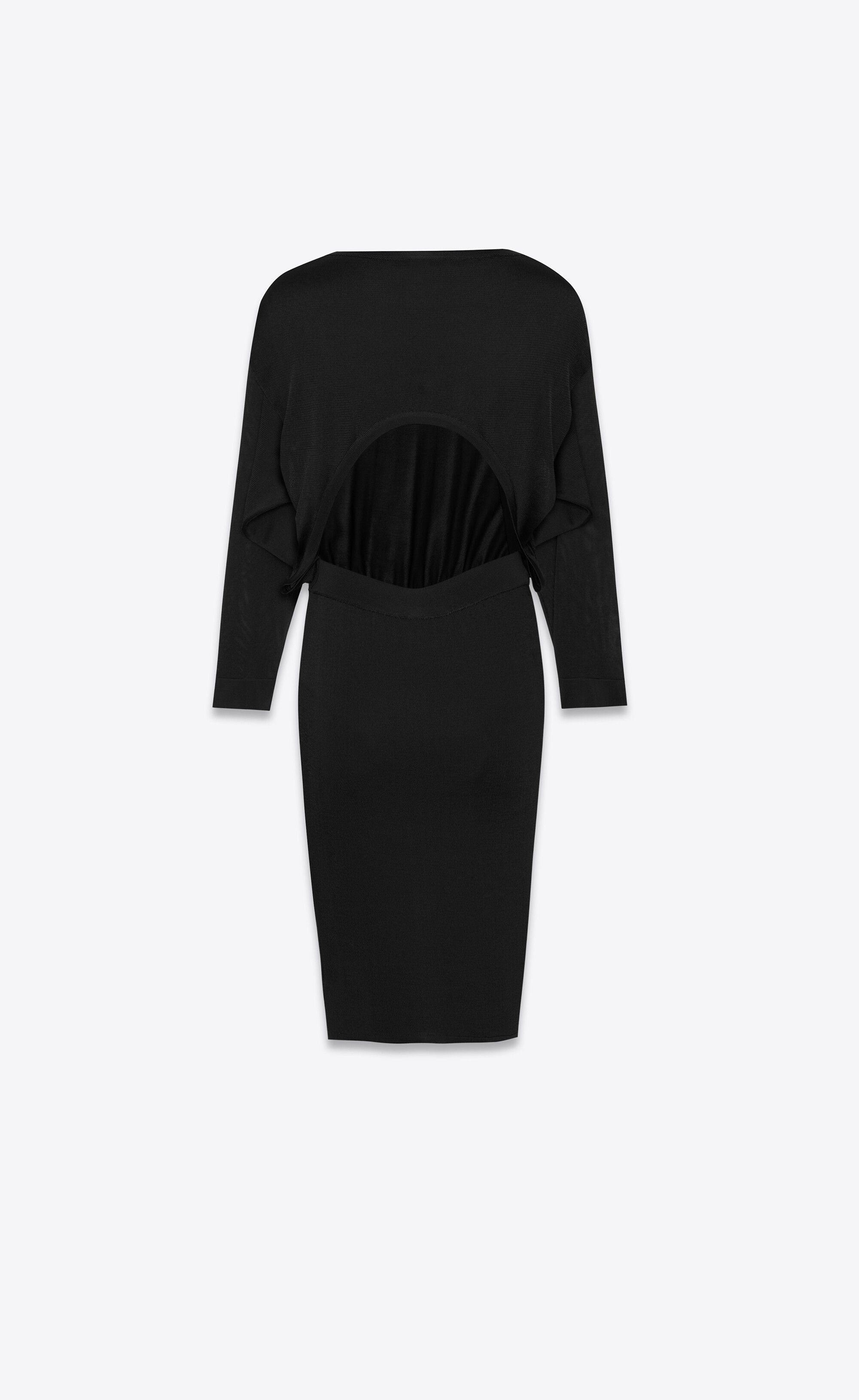 Saint Laurent Paris o1bcso1str1125 Backless Dress In Knit in Black Size XS / US 0-2 / IT 36-38 - 2 Thumbnail