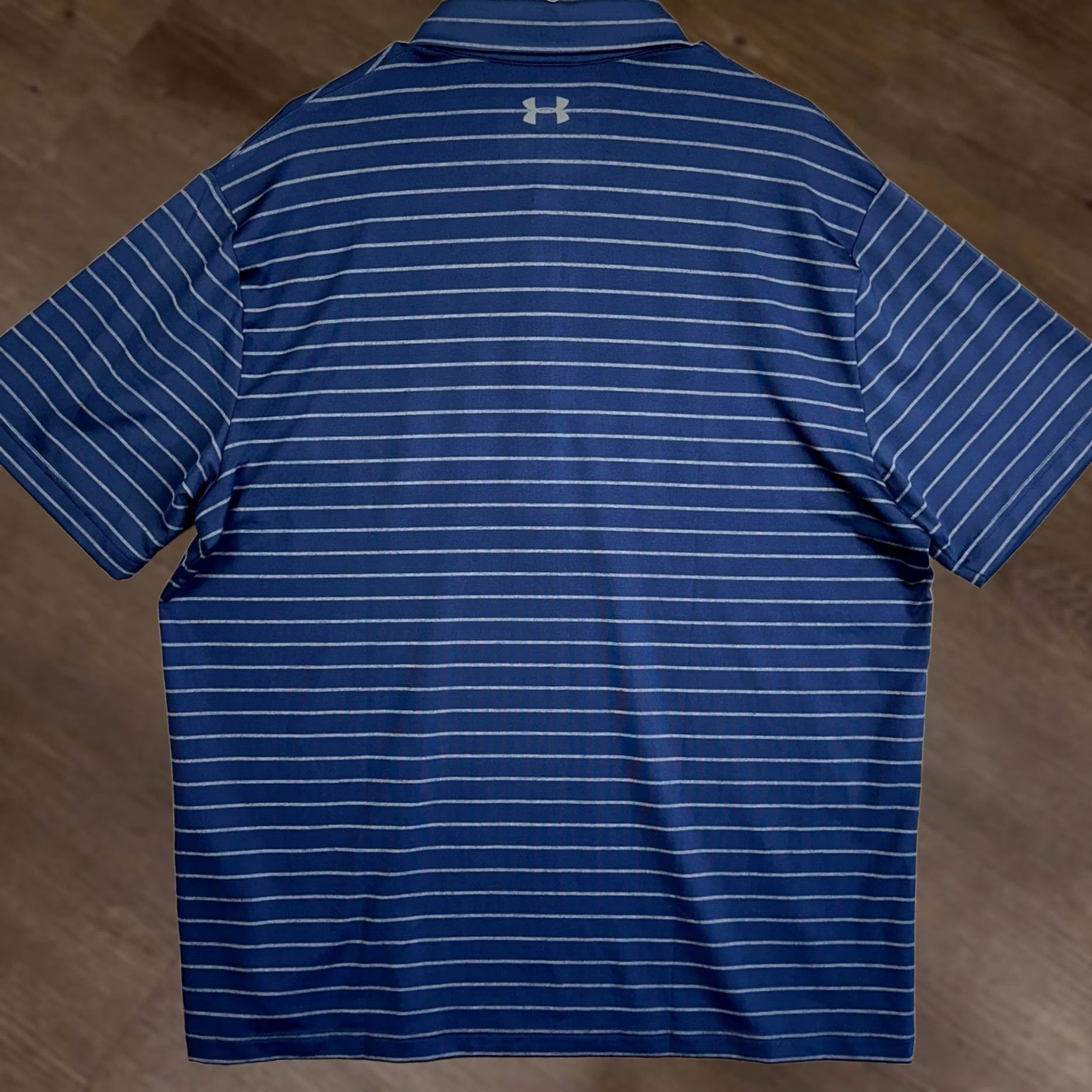 Under Armour Under Armour Playoff Polo Shirt Mens XL Navy Blue Striped HeatGear Golf Rugby EUC Size US XL / EU 56 / 4 - 1 Thumbnail