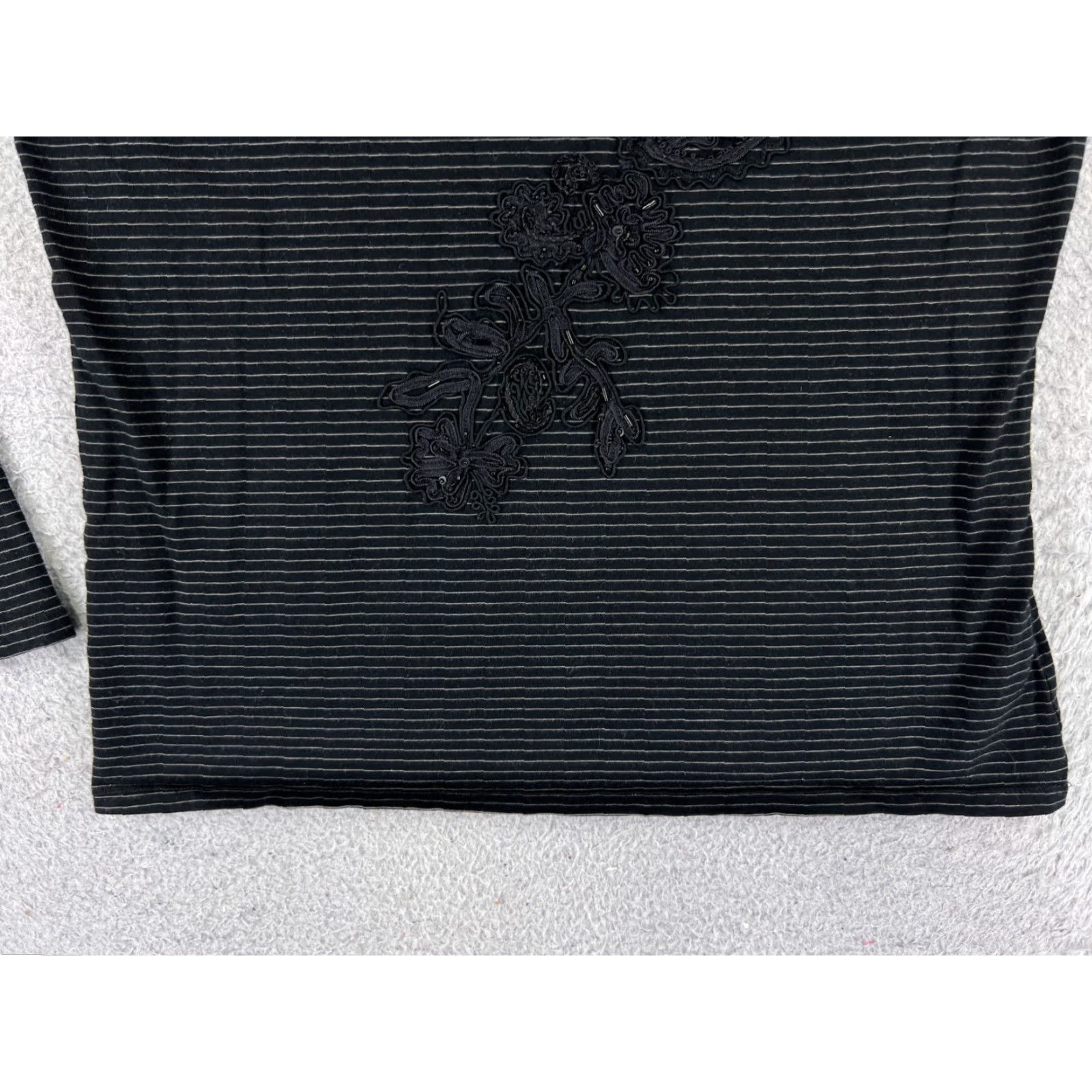Ralph Lauren VINTAGE Lauren Ralph Lauren Shirt Womens Large Black Stripe Embroidered Paisley Cotton Size L / US 10 / IT 46 - 5 Thumbnail