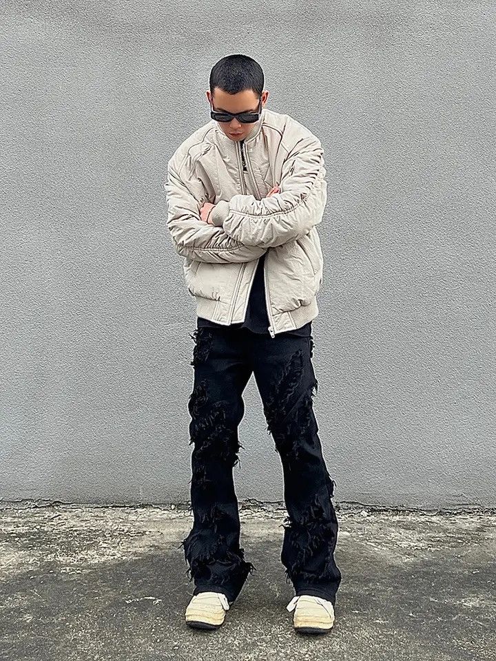 Japanese Brand × Vintage Destroyed Erosion Jeans Men's Ins Fashion Brand ro Pants Size US 28 / EU 44 - 3 Thumbnail