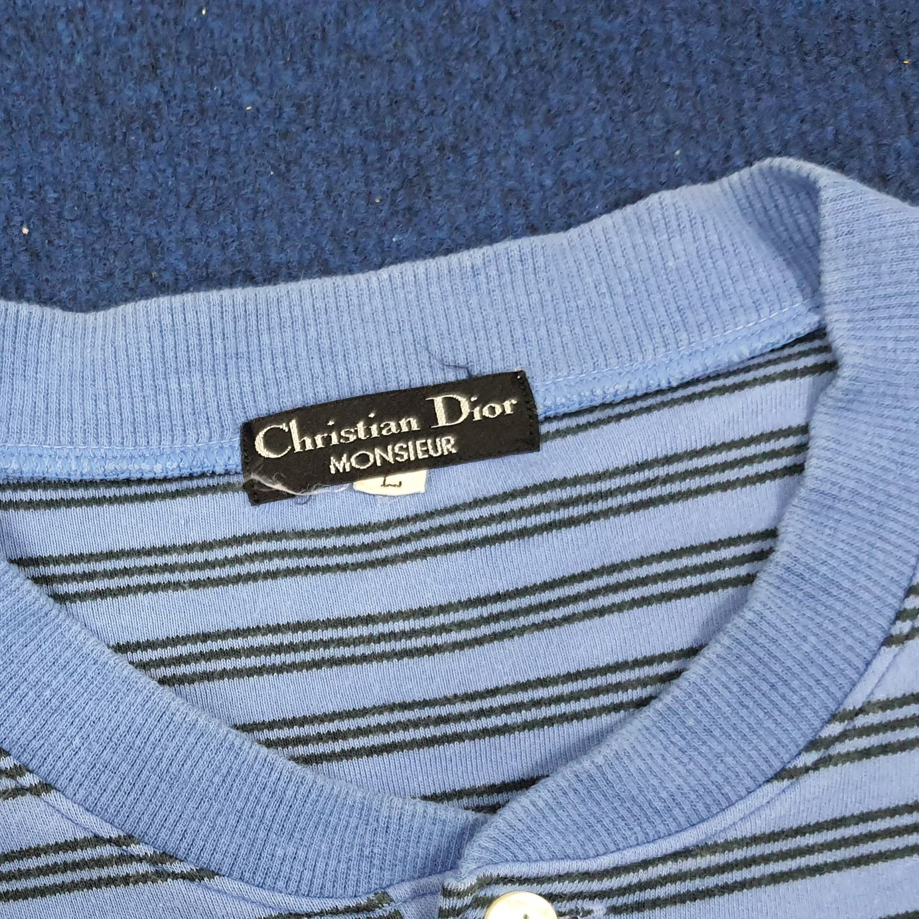 Christian Dior Monsieur × Vintage Vintage Christian Dior Striped Button Sweatshirt Size US M / EU 48-50 / 2 - 4 Thumbnail