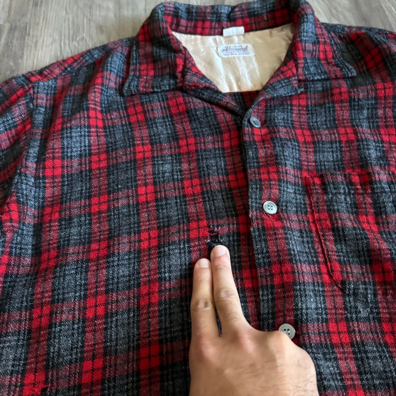 Vintage Vintage 1950s Loop Collar Flannel Wool Shirt Men's Size L Size US L / EU 52-54 / 3 - 10 Thumbnail
