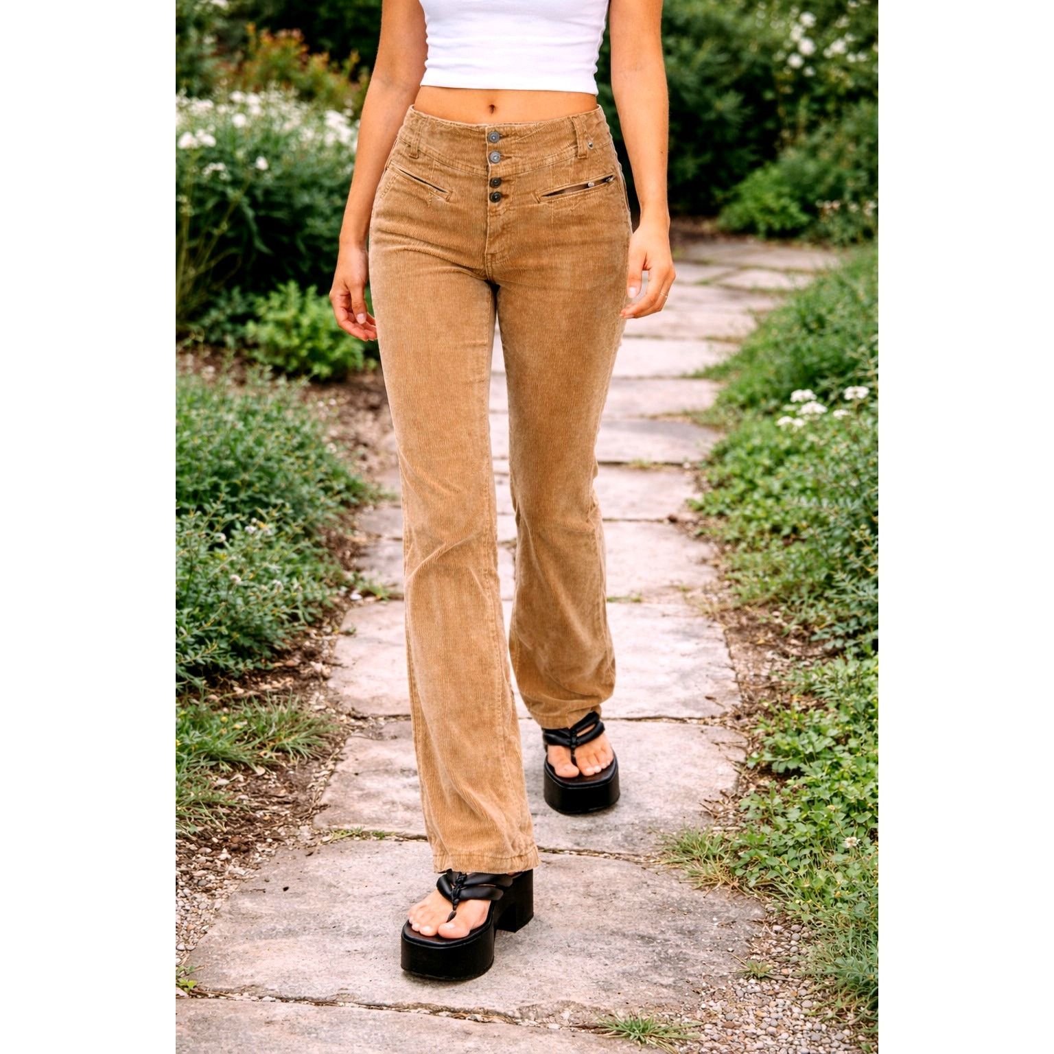 Free People Free People Hit Back Slim Flare Pants - Neutral - size 10 Size 32" / US 10 / IT 46 - 1 Thumbnail