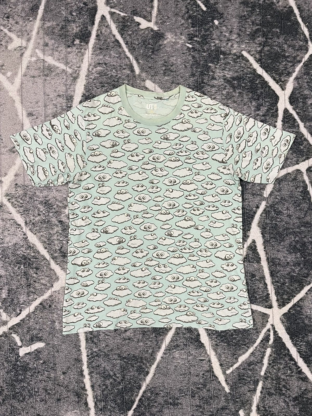 image of Kaws x Uniqlo All Print Tee in Blue, Men's (Size Large)