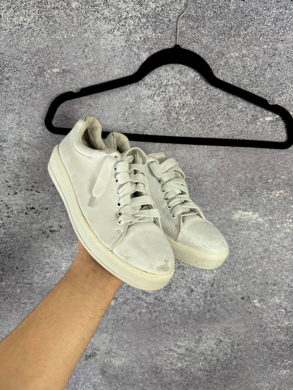 Prada × Vintage Prada Leather Lace-Up Sneakers White Women's 38 Size Size US 8 / IT 38 - 7 Thumbnail