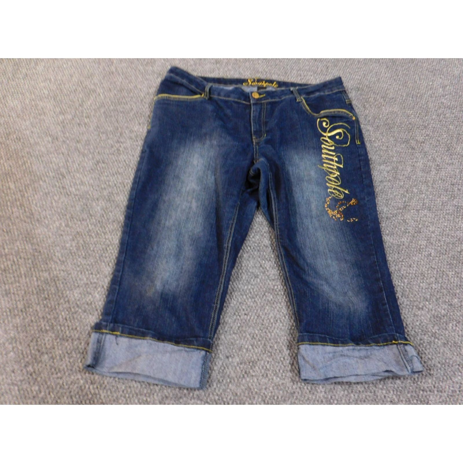 Southpole southpole Jeans Womens 18 Capri High Rise Denim Cuffed Hip Hop Vintage Style Blue Size 40" / US 18 - 2 Thumbnail