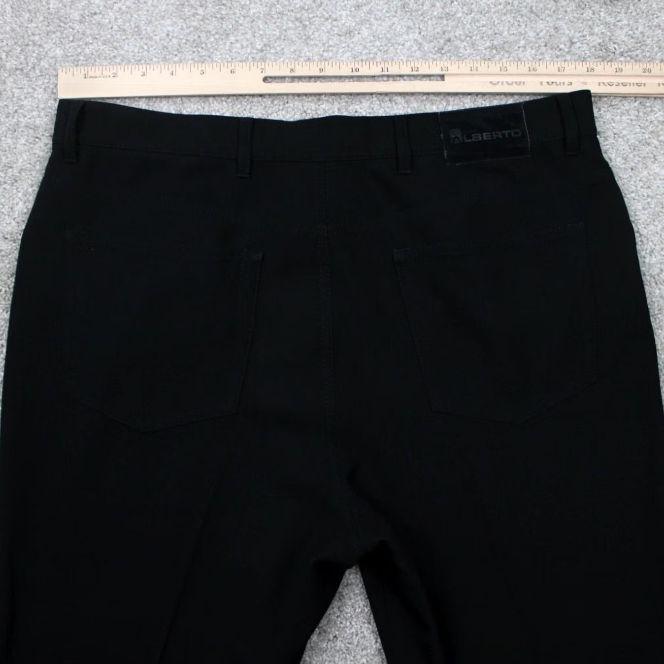Vintage ALBERTO Pants Mens 36 x 28 Black Flat Front Stretch Size US 36 / EU 52 - 7 Thumbnail