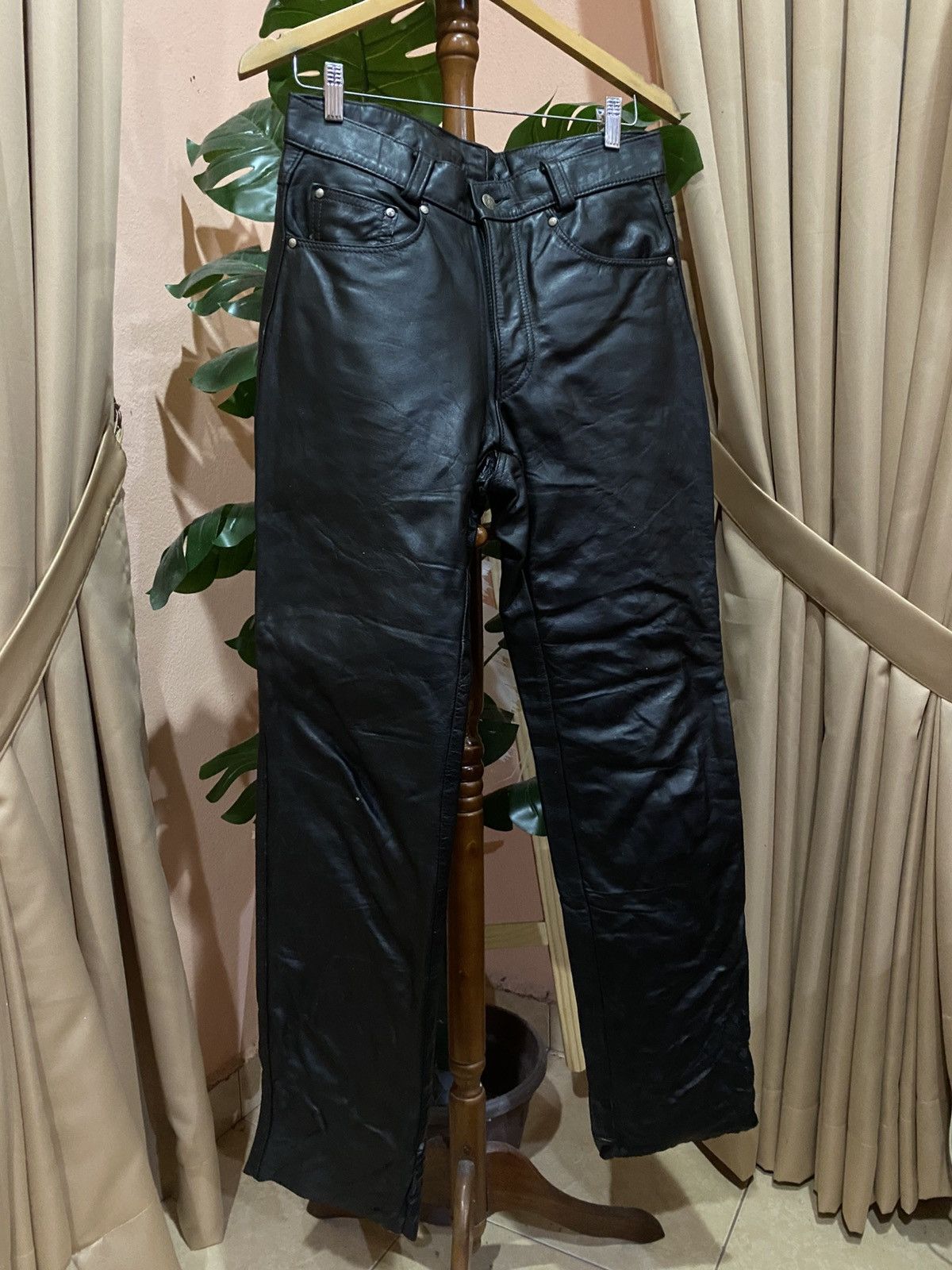 Schott Vintage Schott NYC Black Leather Pants Biker Rocker Style Size US 30 / EU 46 - 3 Thumbnail