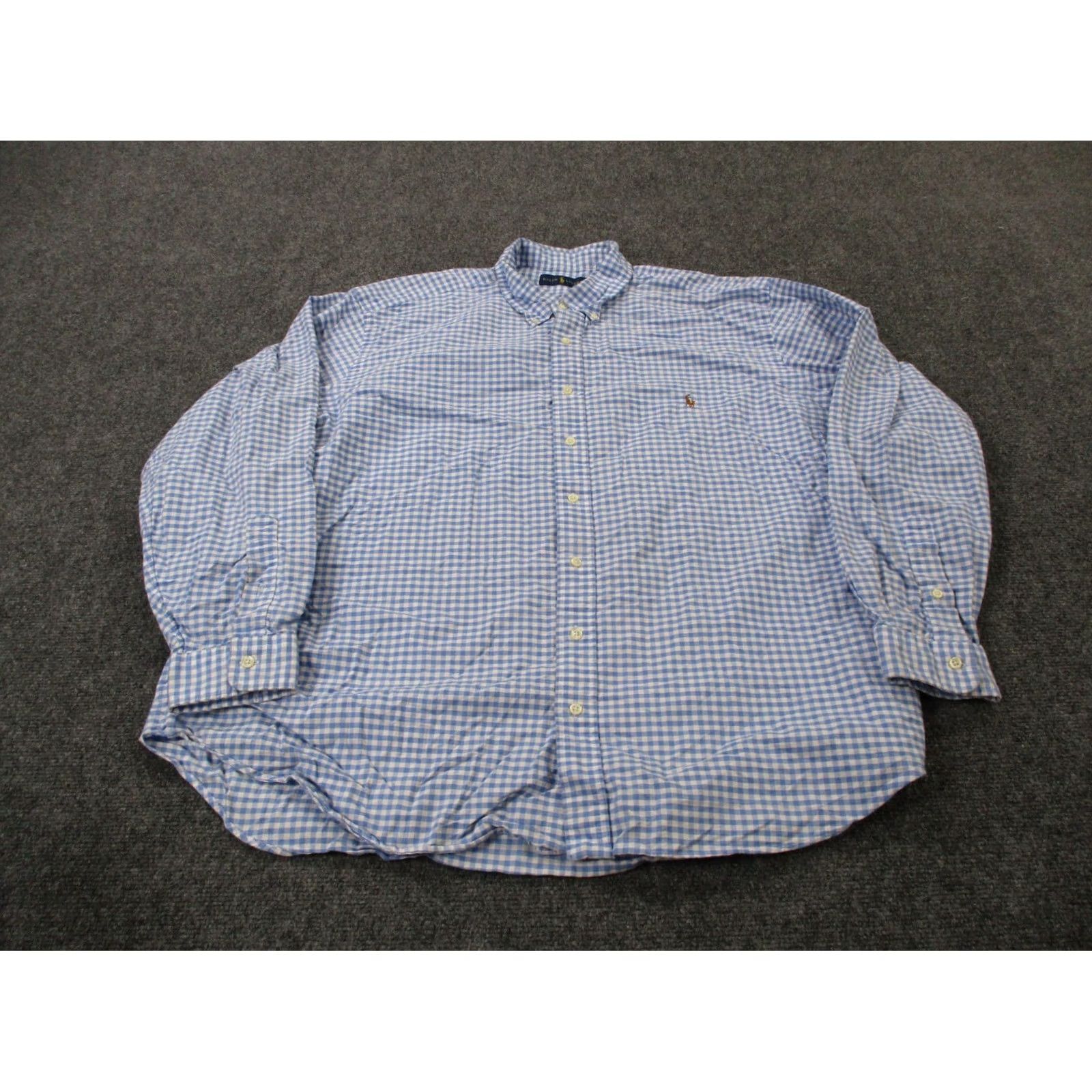 Ralph Lauren Ralph Lauren Shirt Mens Big 2X Blue 2XB Plaid Classic Dress Business Pony Logo Preppy Size 48R - 3 Thumbnail