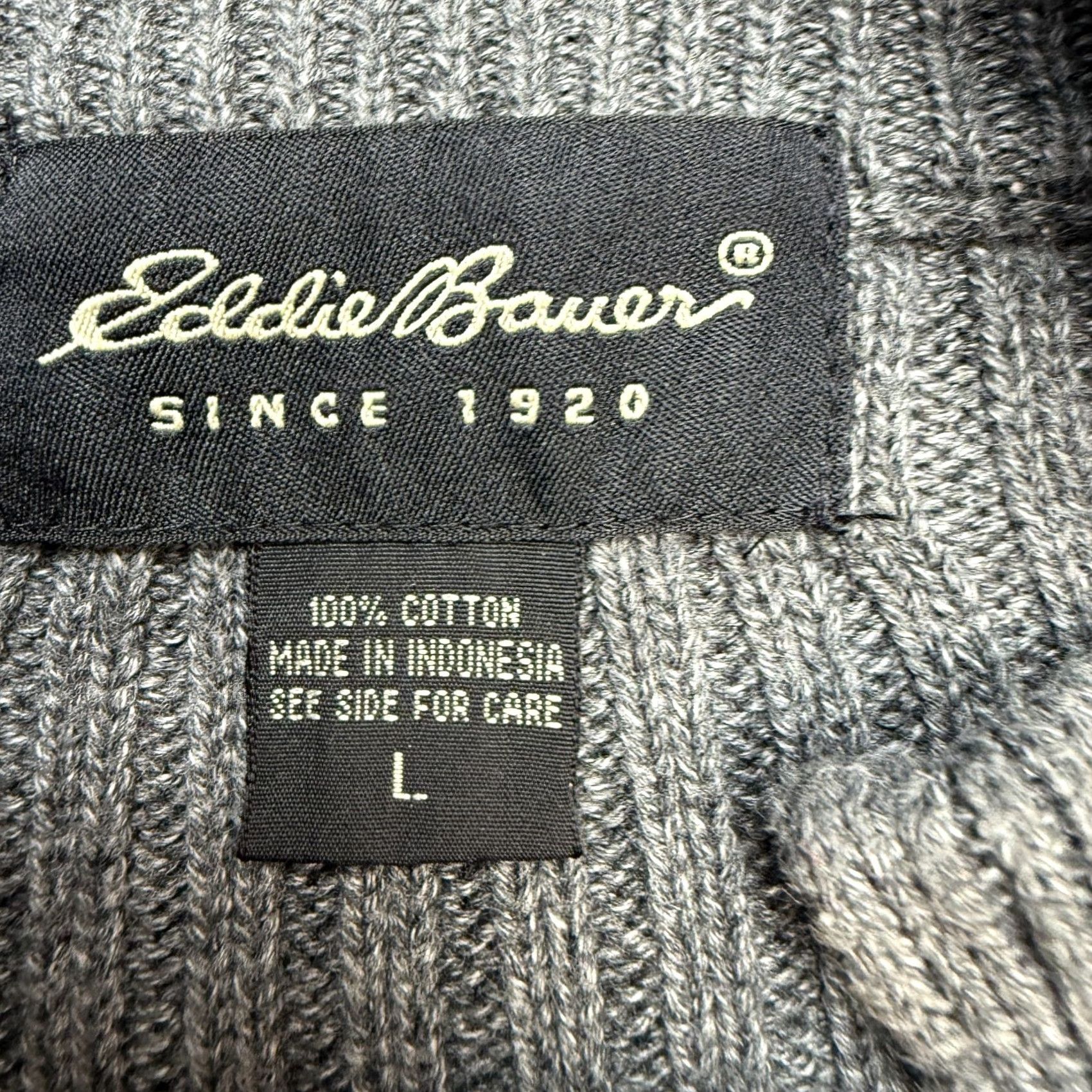 Eddie Bauer Eddie Bauer Sweater Womens L Gray Mock Neck 1/4 Zip Pullover Knit Cotton Chunky Knit Pullover Size L / US 10 / IT 46 - 3 Thumbnail