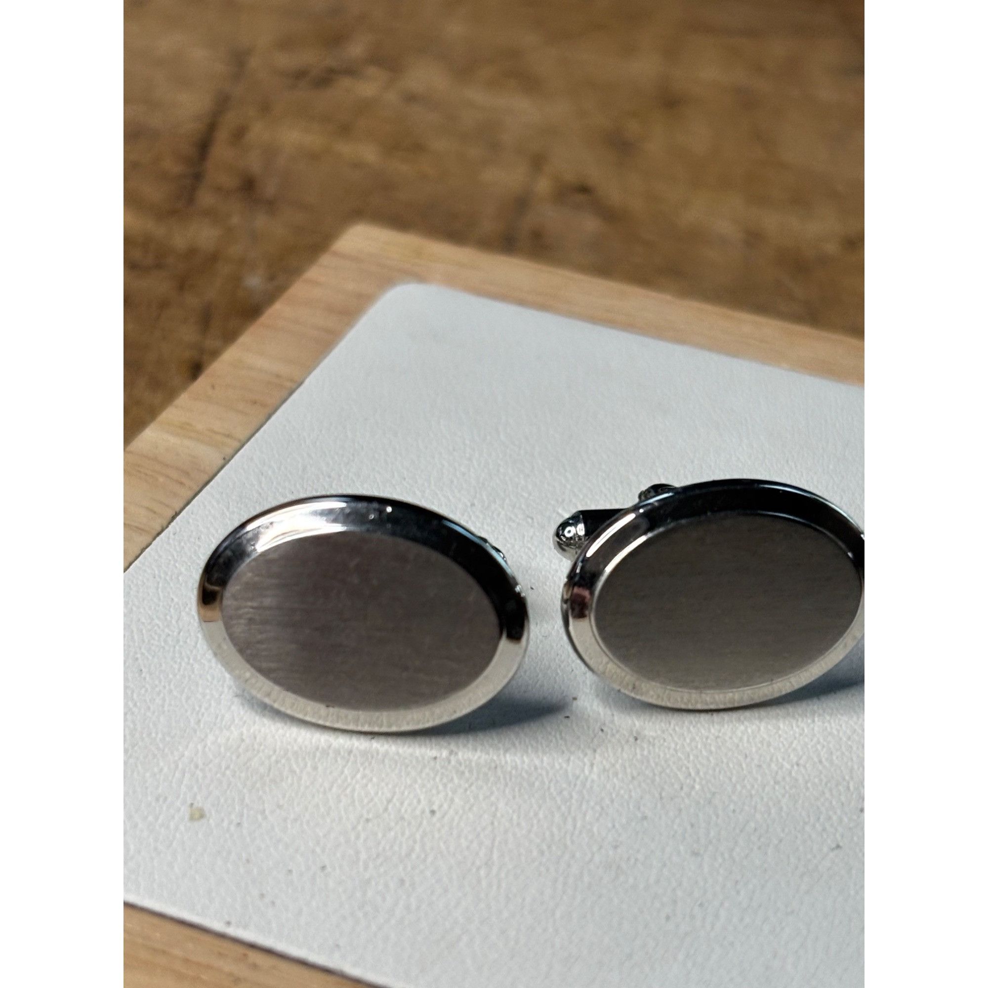 Other Silver Oval Cufflinks With Polished & Brushed Finish Size ONE SIZE - 4 Thumbnail
