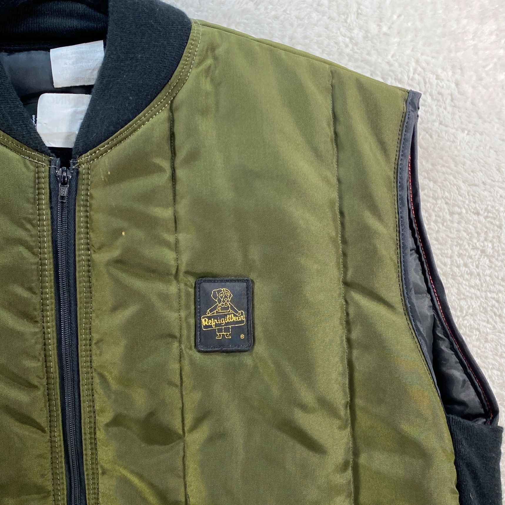 Refrigiwear VINTAGE RefrigiWear Vest Full Zip Nylon Insulated Quilted Men L Green Outdoor Workwear VTG - LOGO Pockets Lined Size US L / EU 52-54 / 3 - 3 Thumbnail