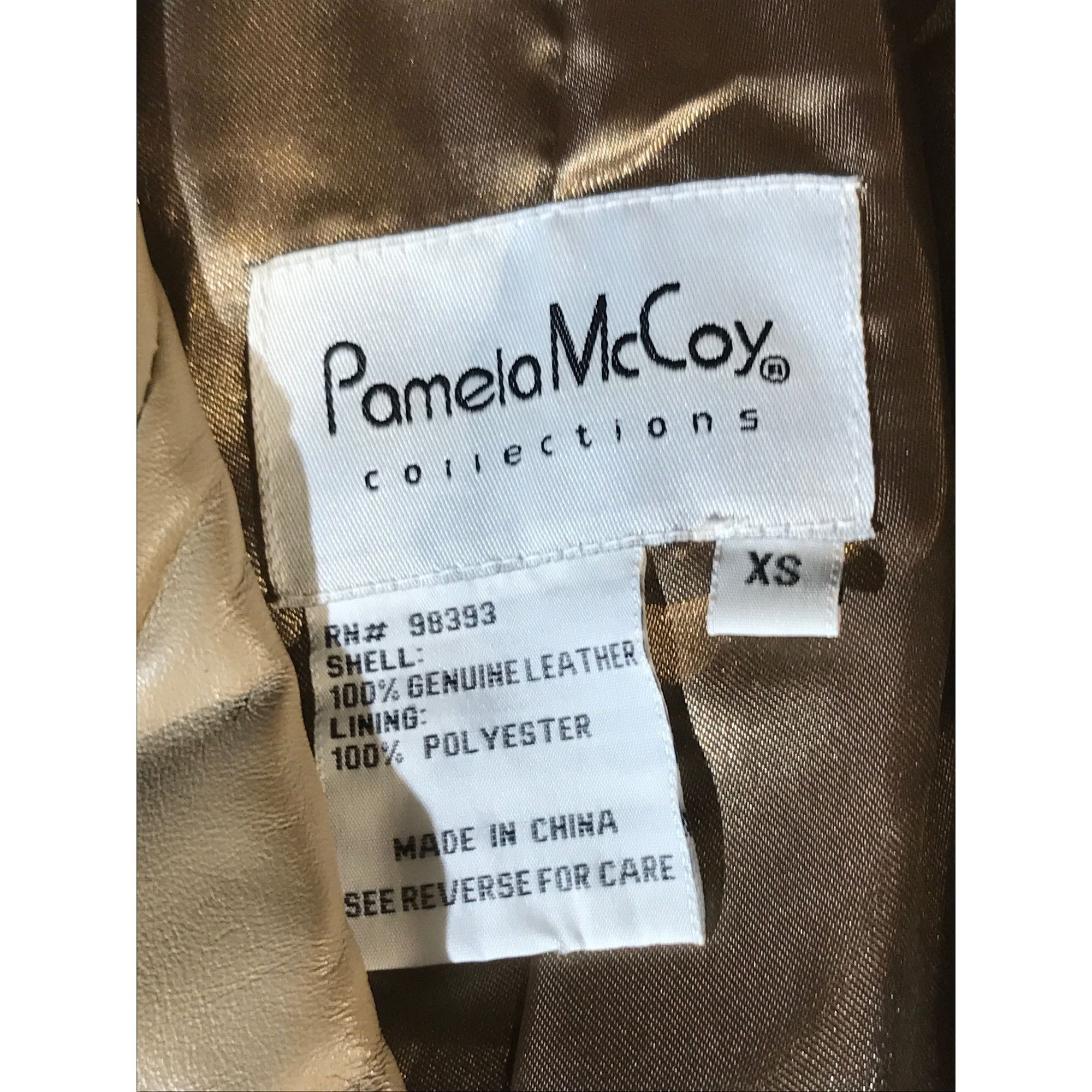 Designer Pamela McCoy Women's Vintage Y2K Taupe Leather Blazer Duster Size XS / US 0-2 / IT 36-38 - 3 Thumbnail