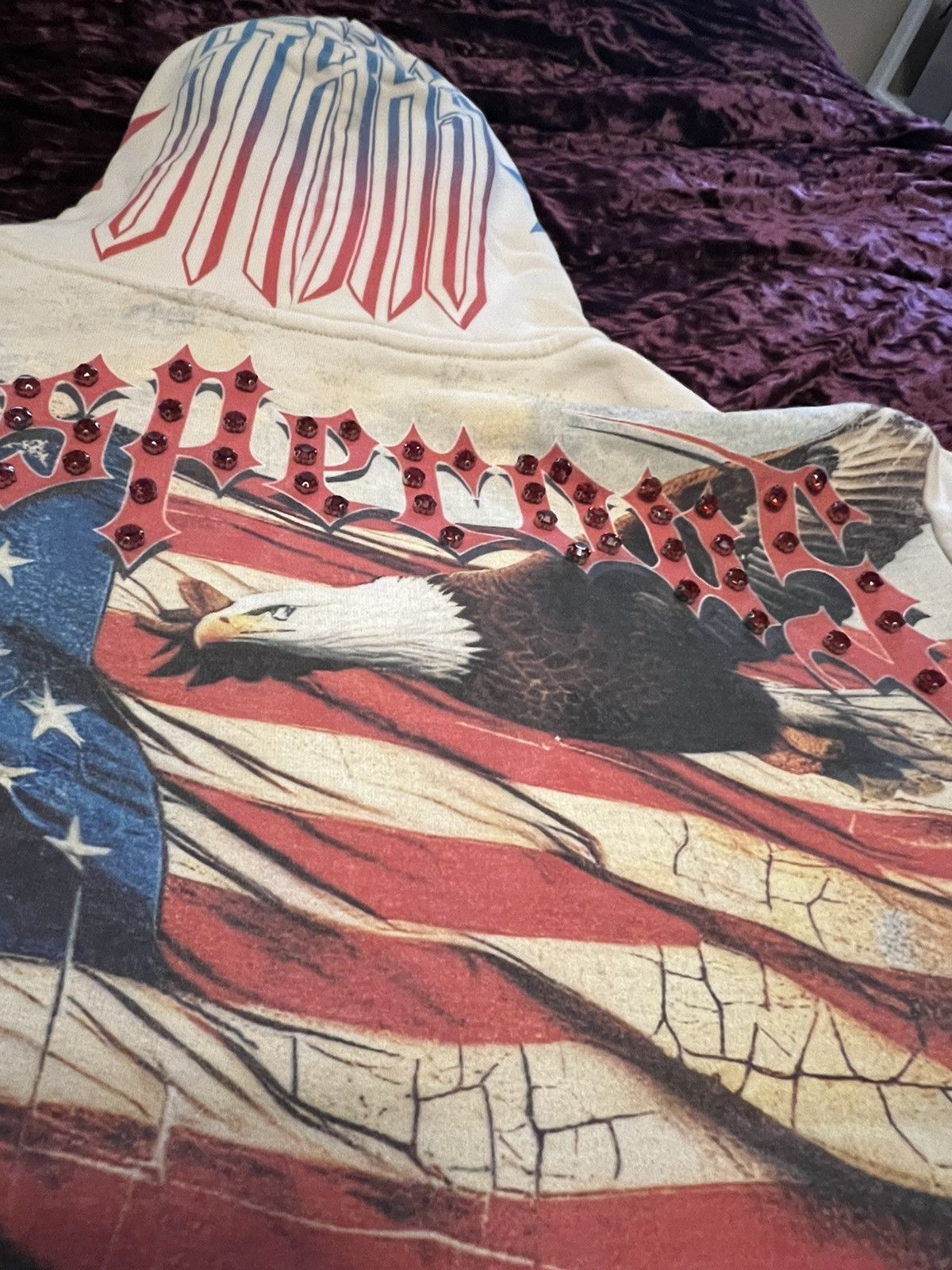 Other STRAY USA Flag Studded Graphic Beige Pullover Hoodie Men S Size US S / EU 44-46 / 1 - 5 Thumbnail