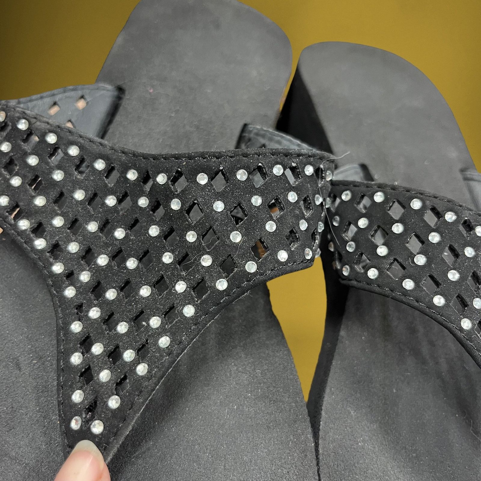 Other Crystal Studded Foam Platform Sandals Flip Flops Disco Size US 9.5 / IT 39.5 - 3 Thumbnail