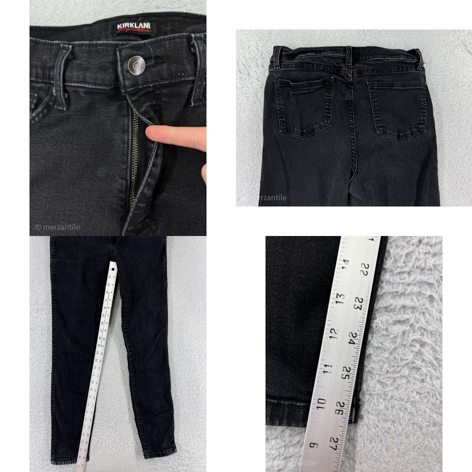 Vintage Kirkland Jeans Women's 12 Black Denim Skinny Certification: Dark Wash Cotton Blend Pants Size 34" / US 12 / IT 48 - 8 Thumbnail
