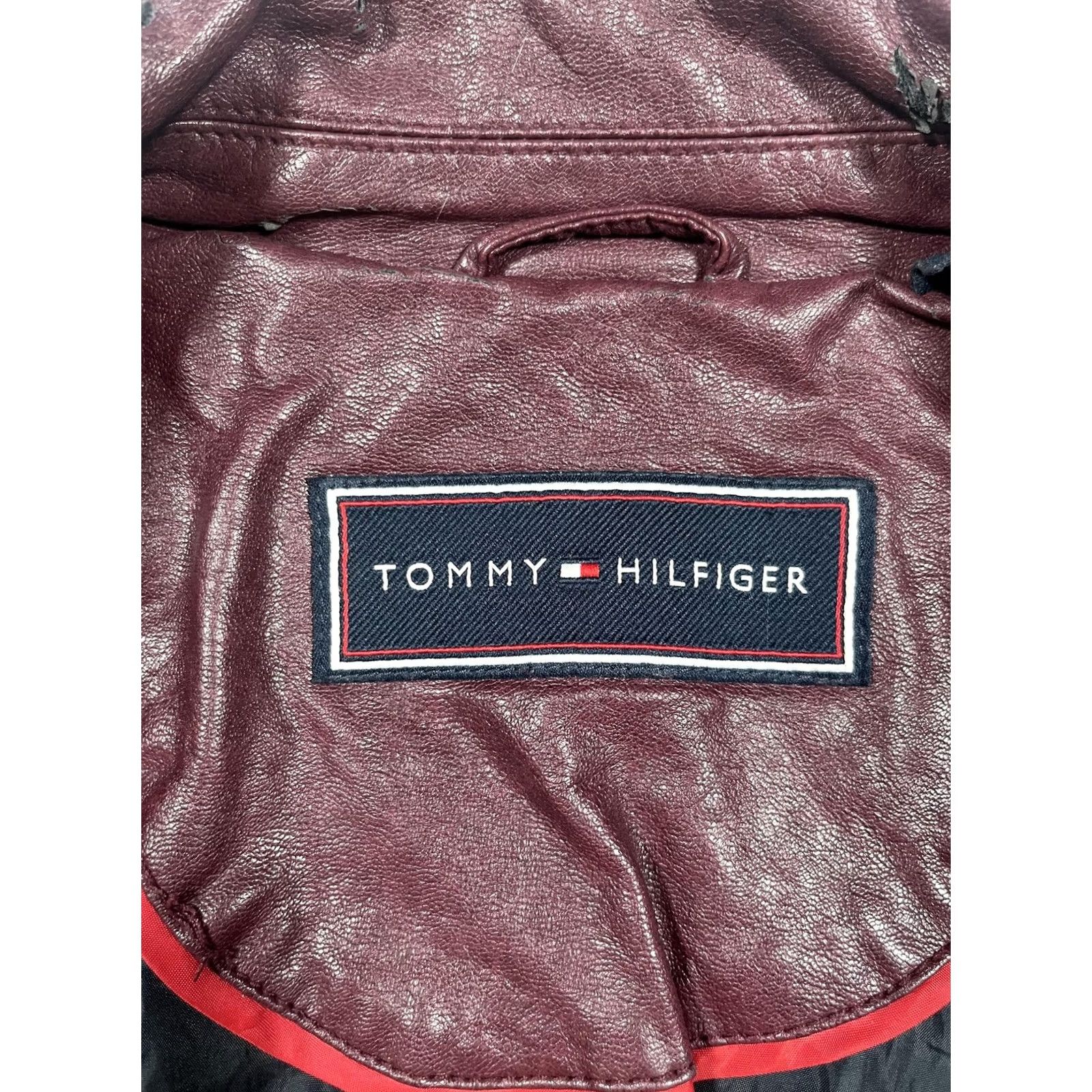 Tommy Hilfiger Tommy Hilfiger Jacket Womens Large Red Faux Leather Moto Biker Quilted Zip Short Size 36" / US 14 / IT 50 - 4 Thumbnail