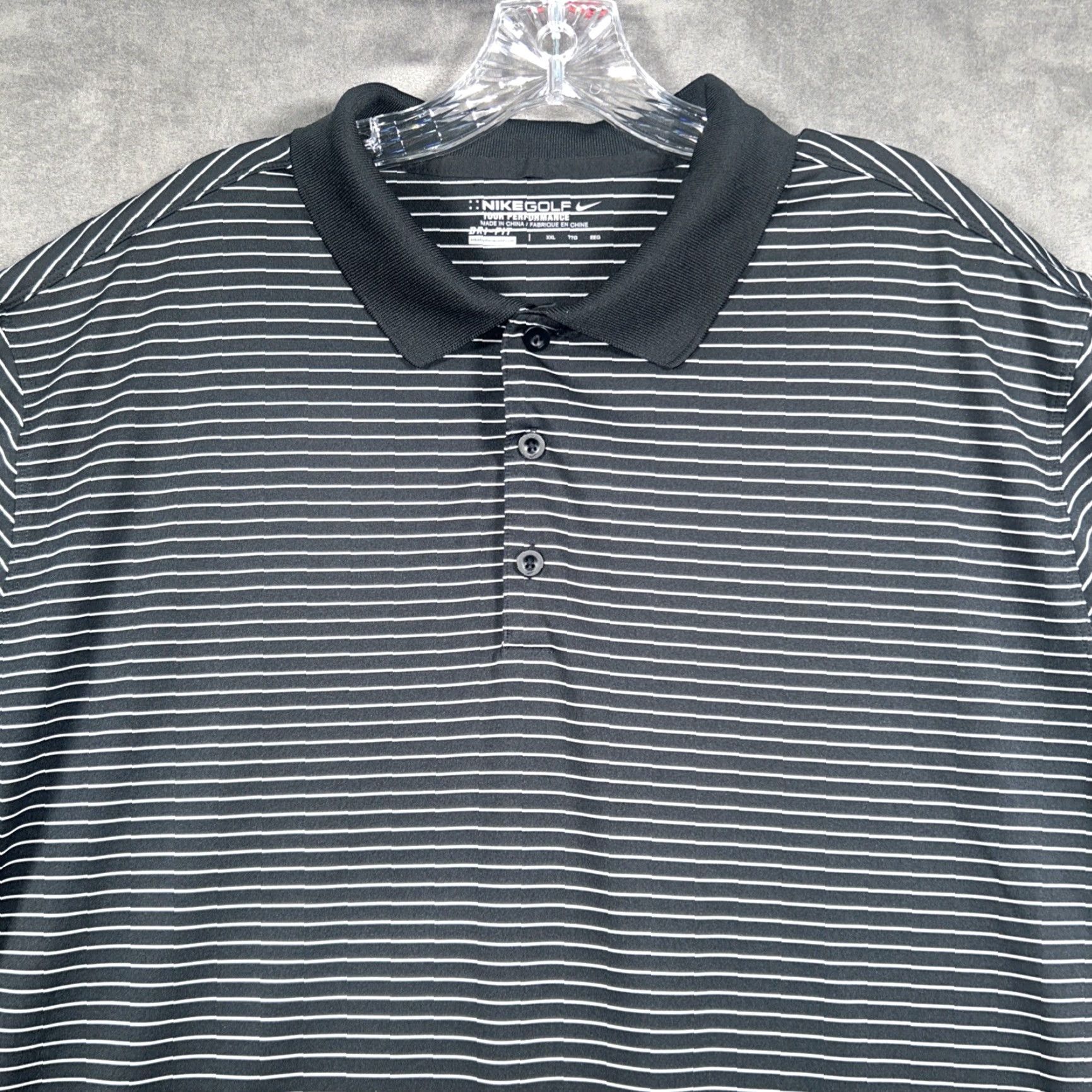 Nike Nike Golf Polo Shirt Mens 2XL Black Striped Dri-Fit Tour Performance Stretch Size US XXL / EU 58 / 5 - 2 Thumbnail