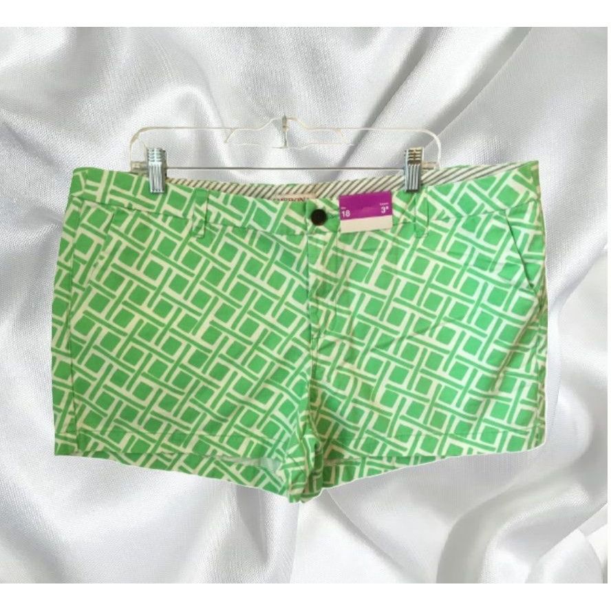 Merona Merona Ladies Shorts Cotton NWT Mint Green & White Size 18 w Size 40" / US 18 - 5 Thumbnail