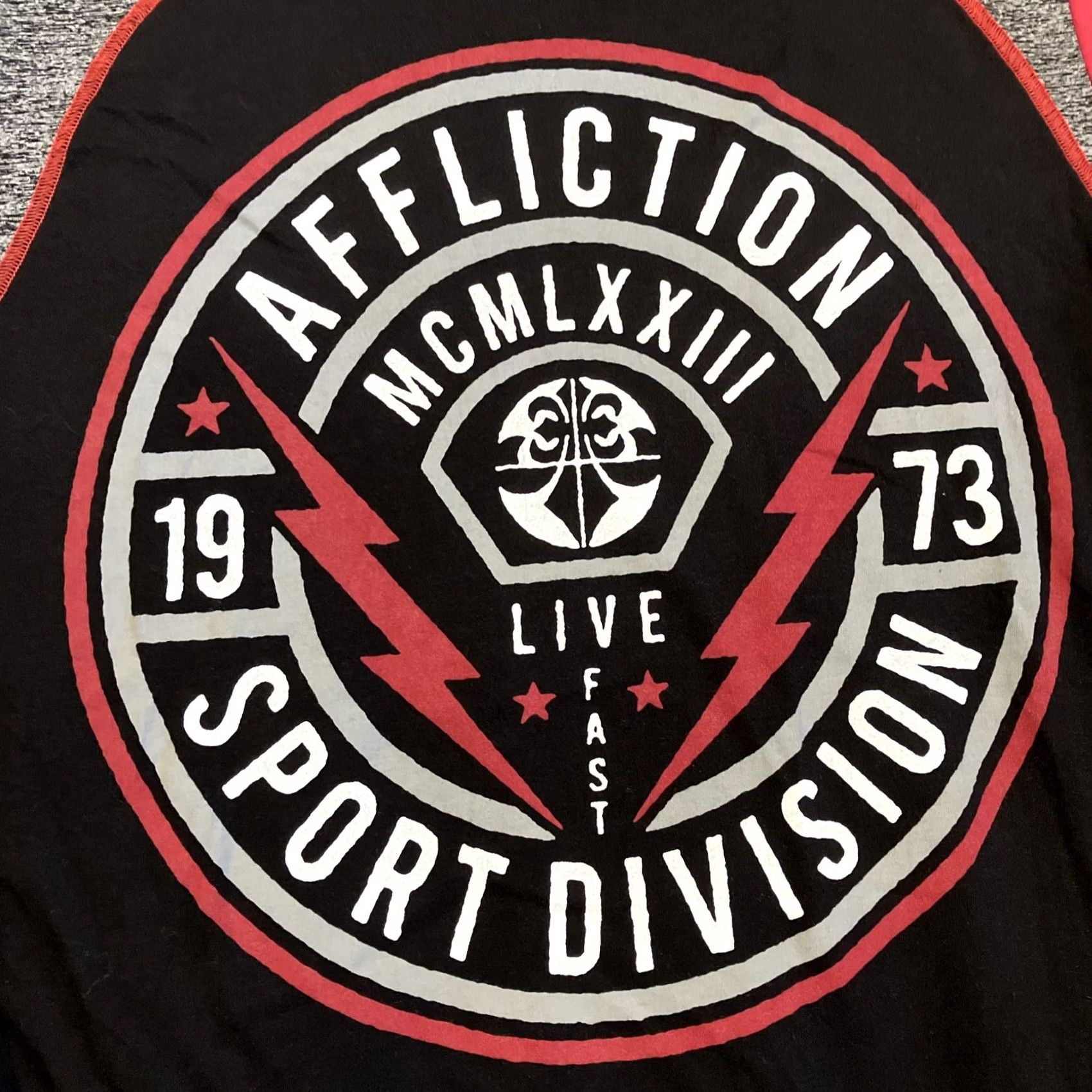 Affliction Affliction Athletics T Shirt - Large - Black - Short Sleeve Crew Neck - Embroidered - Men Size US L / EU 52-54 / 3 - 2 Thumbnail