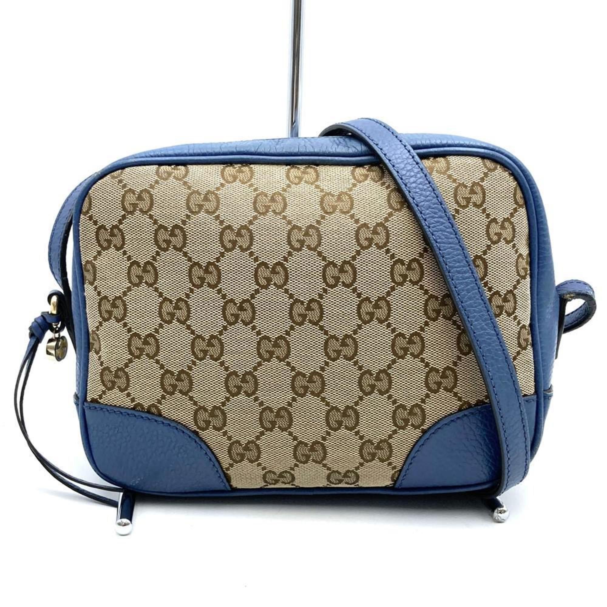 Gucci GUCCI 449413 Shoulder Bag GG Canvas/Leather Blue/Brown Women's Size ONE SIZE - 1 Thumbnail