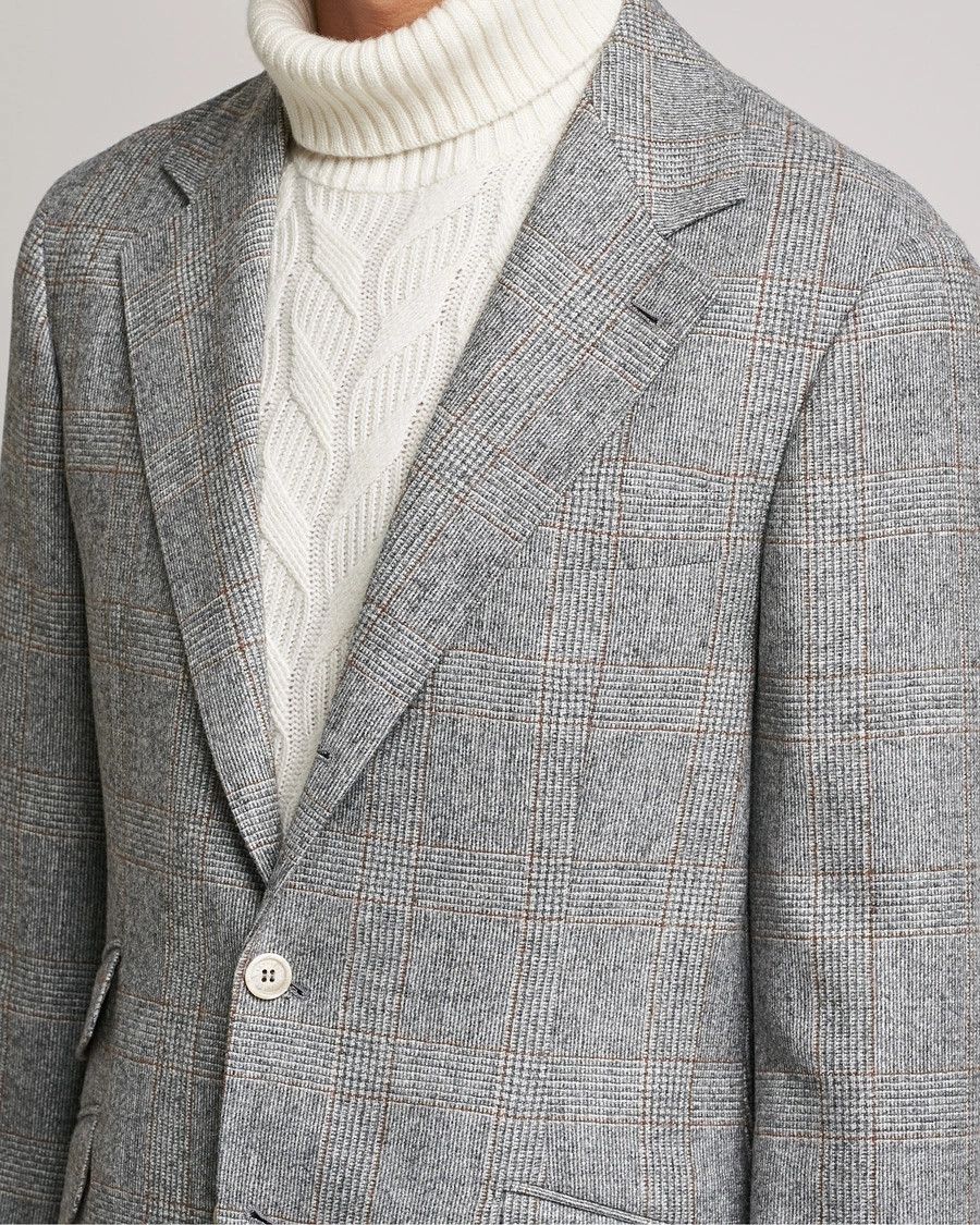 Brunello Cucinelli o1w1db10126 Prince Of Wales Flannel Suit in Grey Size 46R - 4 Thumbnail