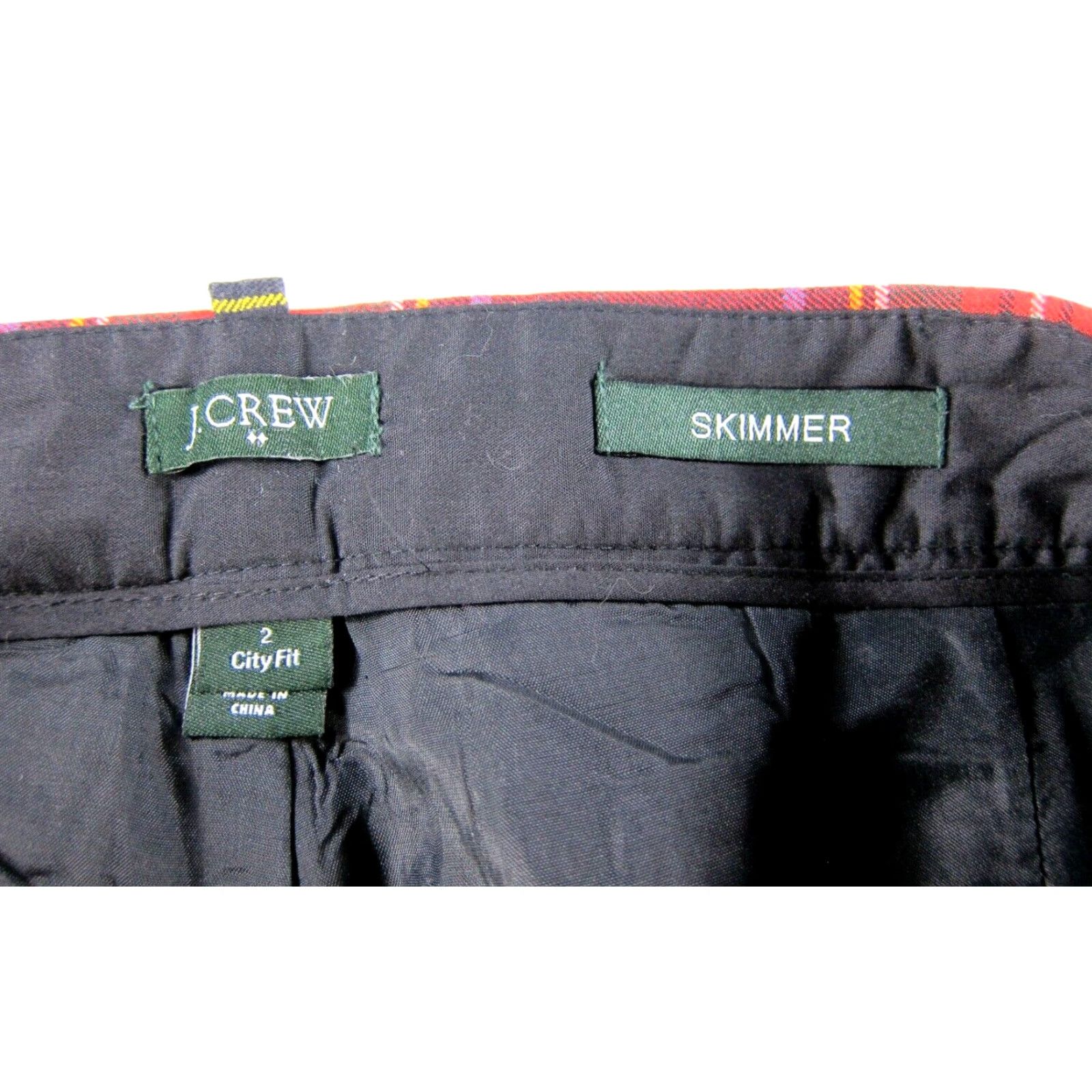 J.Crew J.Crew Wool Plaid Skimmer Pant 2 City Fit Red Yellow Green Blue Casual Pant Womens Size 26" / US 2 / IT 38 - 3 Thumbnail