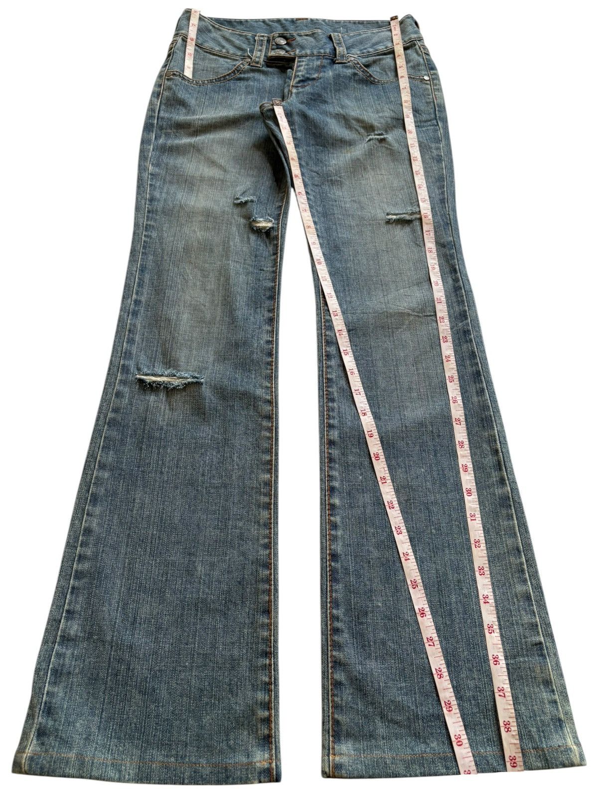 Japanese Brand × Uniqlo Vintage Uniqlo Mud Wash Distressed Bootcut Flare Blue Jeans Size US 28 / EU 44 - 13 Thumbnail