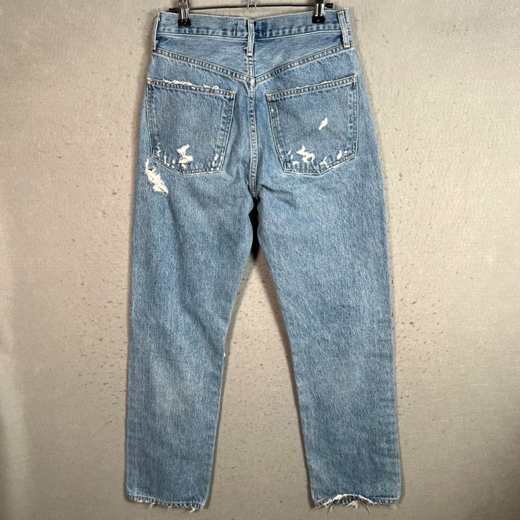 Agolde AGOLDE 90s Jeans Distressed High-Rise Relaxed Fit 100% Cotton Light Blue Size 25 Womens Jeans 90s Theme Vintage Distressed 5-Pocket Blue Size 42" / US 20 - 2 Thumbnail