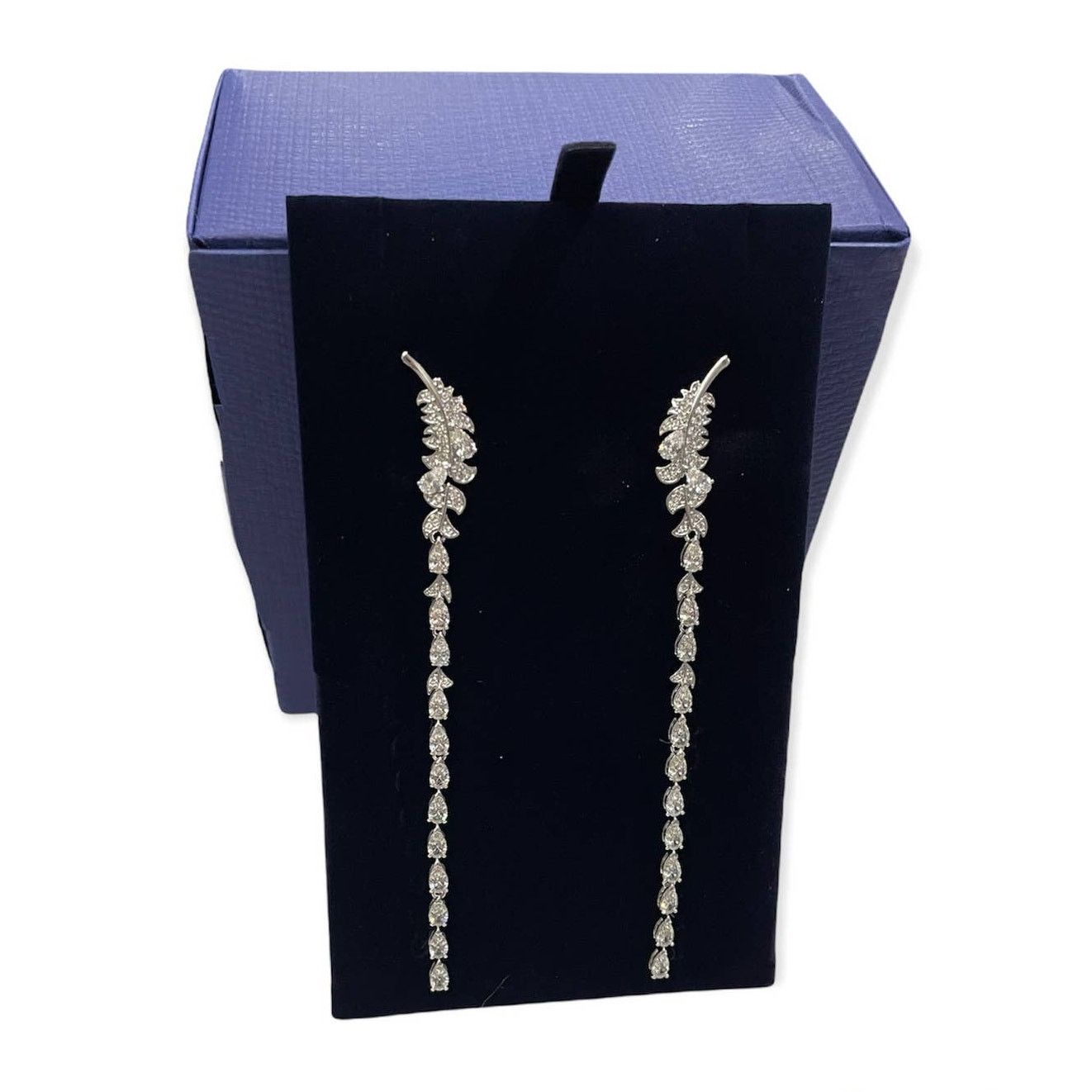 Swarovski Swarovski Feather Nice Pierced Earrings White Rhodium Plated Size ONE SIZE - 1 Thumbnail