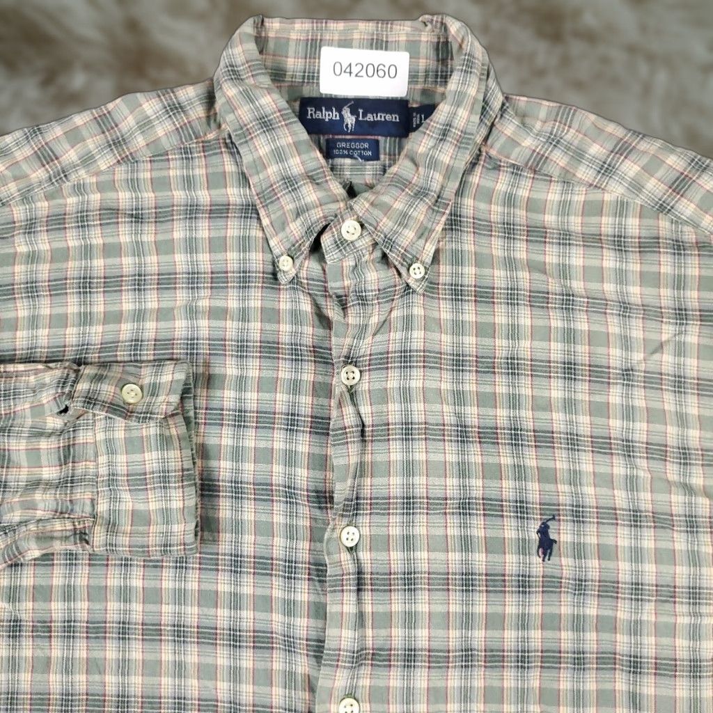 Ralph Lauren Ralph Lauren Shirt Mens Large Green Beige Plaid Pony Button Up Long Sleeve Size US L / EU 52-54 / 3 - 1 Thumbnail