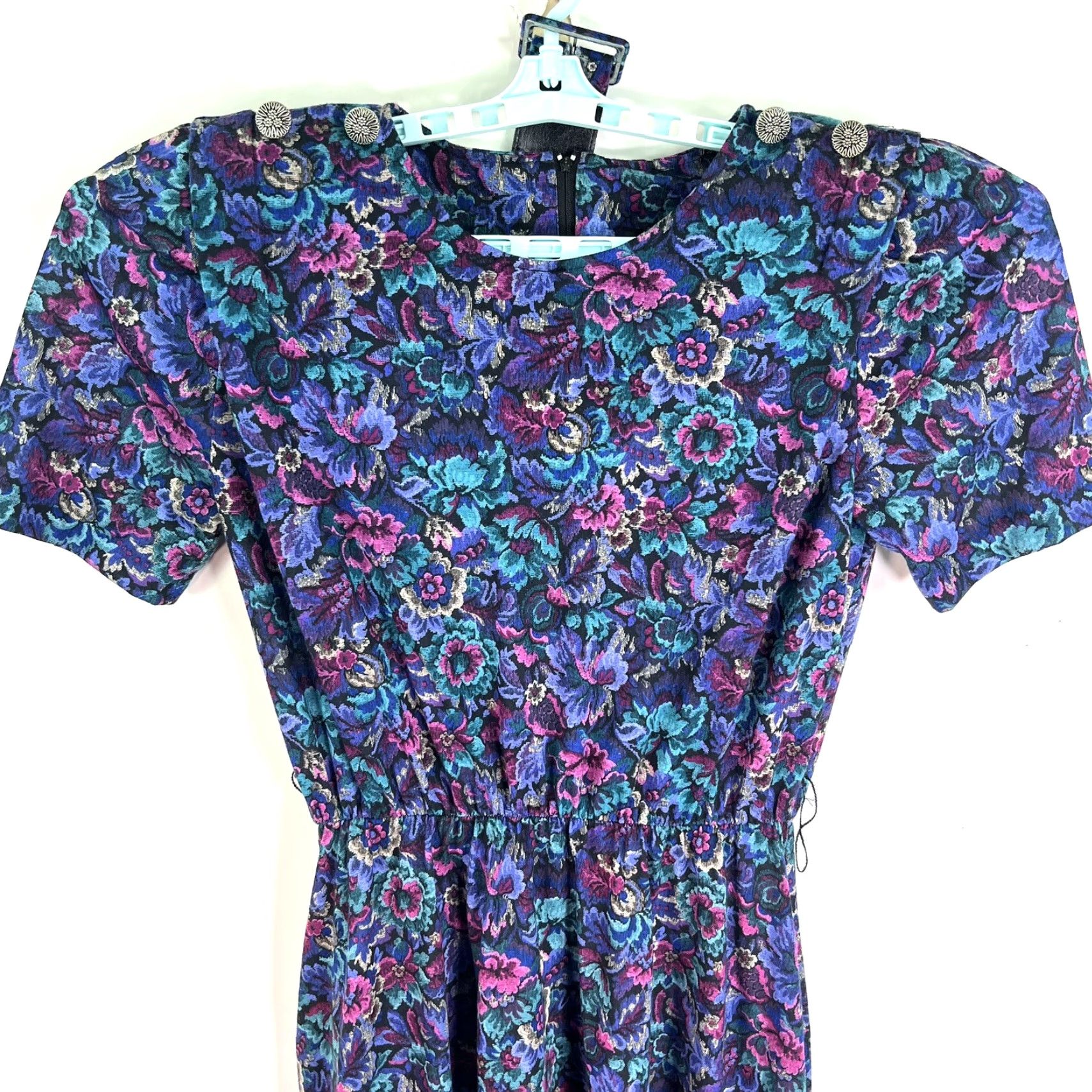 Vintage Vintage Stuart Alan Floral Pleated Drop Waist Dress Womans Size 12 Blue W/ Belt Size XL / US 12-14 / IT 48-50 - 2 Thumbnail