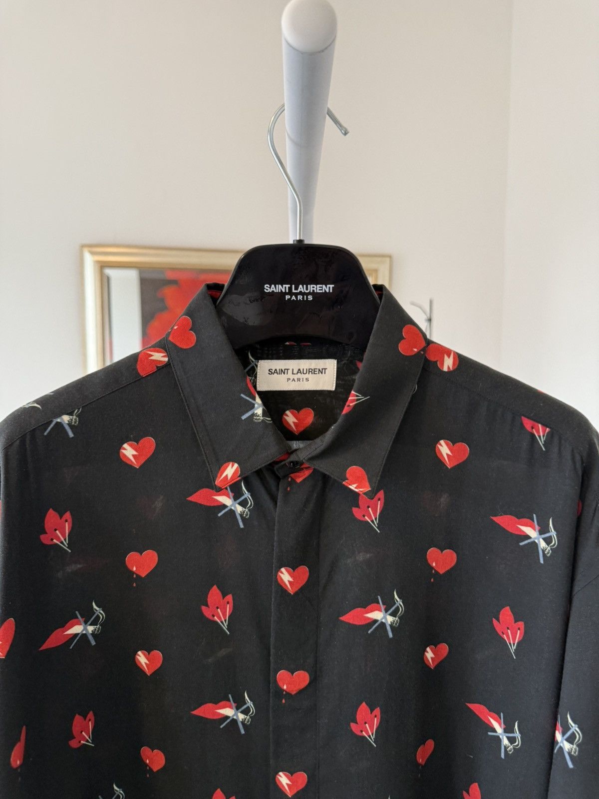 Saint Laurent Paris Saint Laurent No Smoking Viscose Shirt Size US XL / EU 56 / 4 - 9 Thumbnail