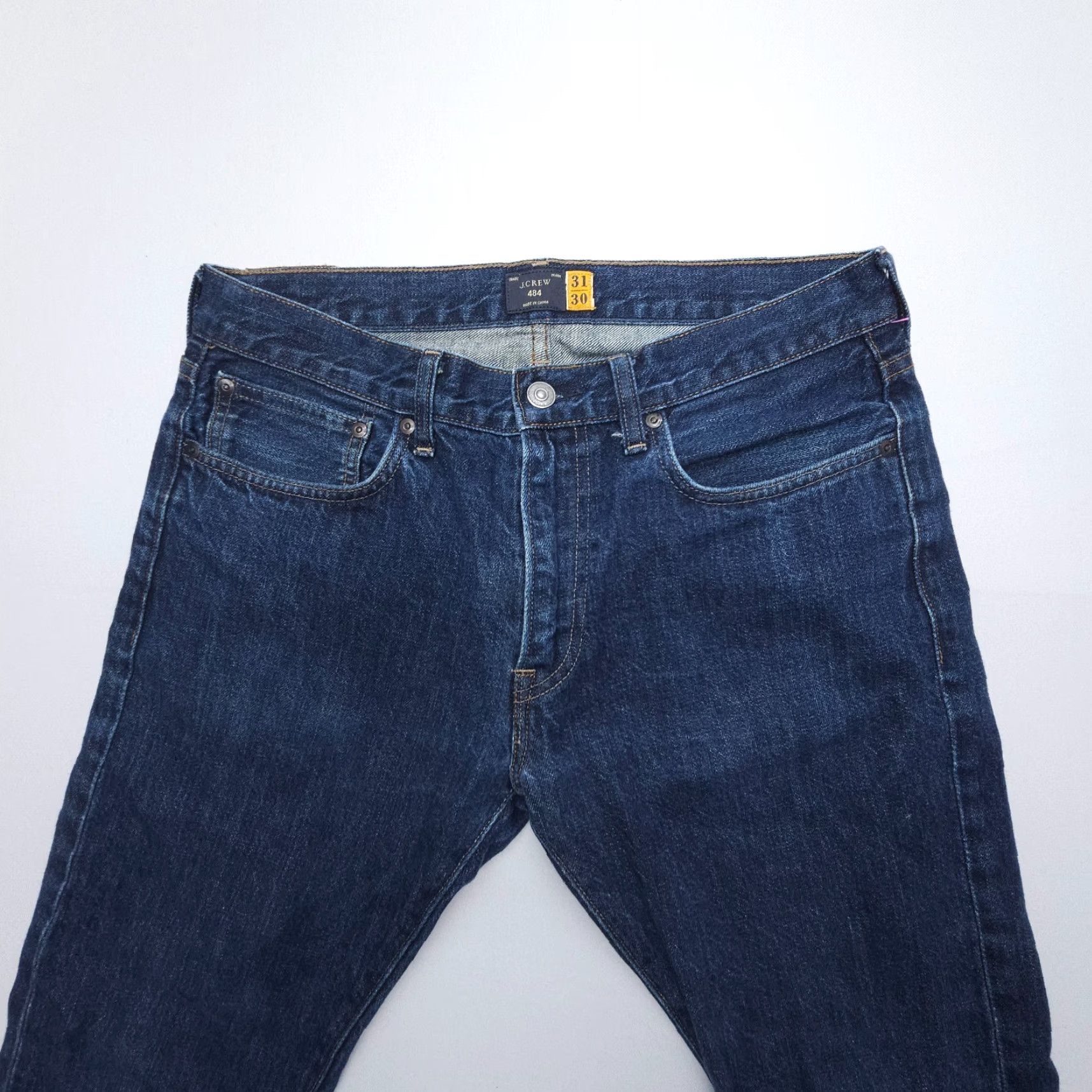 J.Crew J.CREW 484 Slim Straight Jeans Mens 31 x 30 Dark Blue 100% Cotton Denim Size US 31 - 4 Thumbnail
