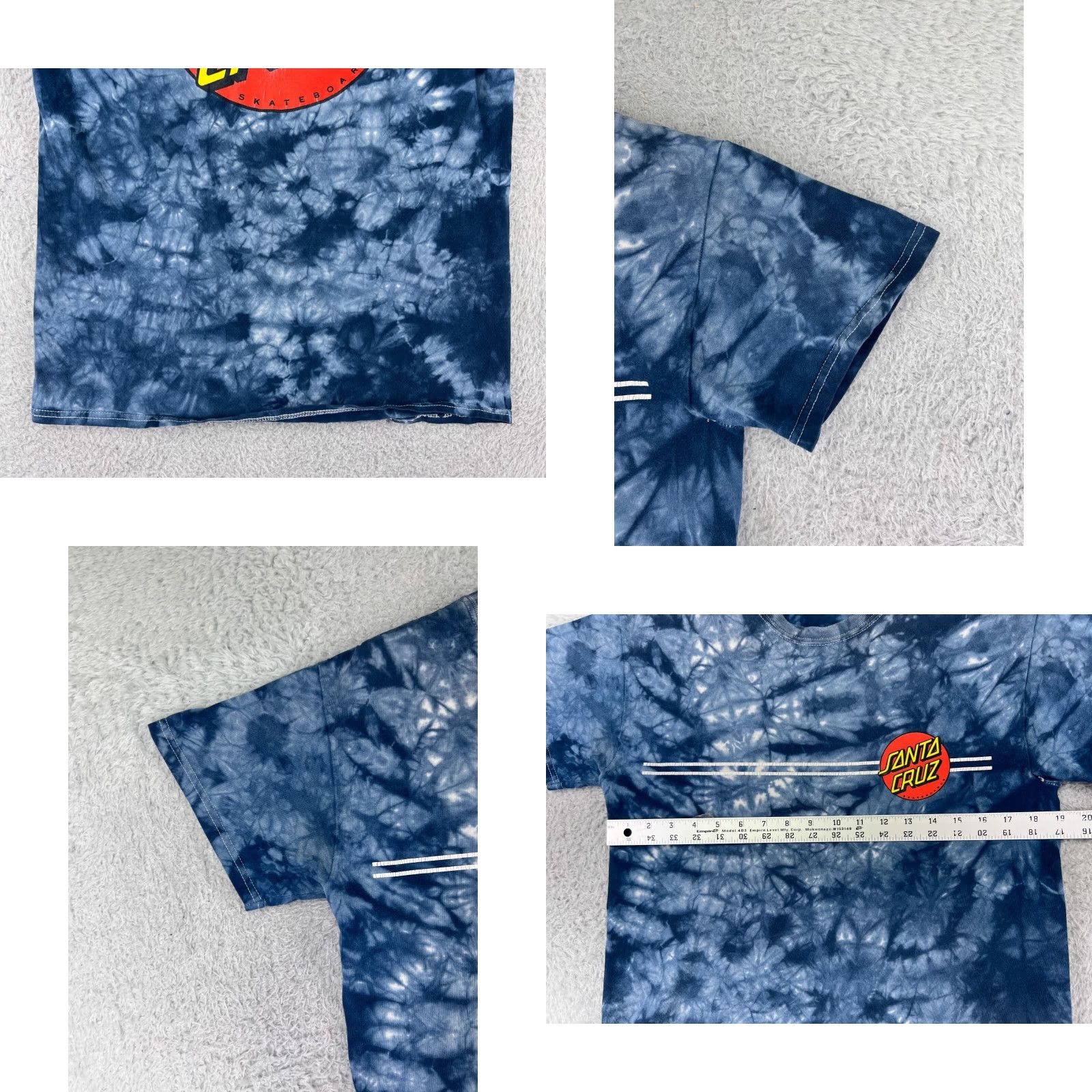 Vintage Santa Cruz Shirt Mens Small Blue White Tie Dye Short Sleeve Crew Neck Skate Shirt Men XS Size US S / EU 44-46 / 1 - 8 Thumbnail