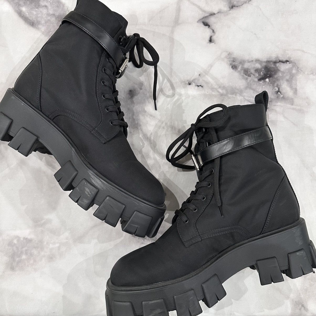 Prada PRADA MONOLITH RE-NYLON COMBAT BOOTS SIZE 40 Size US 10 / IT 40 - 17 Thumbnail