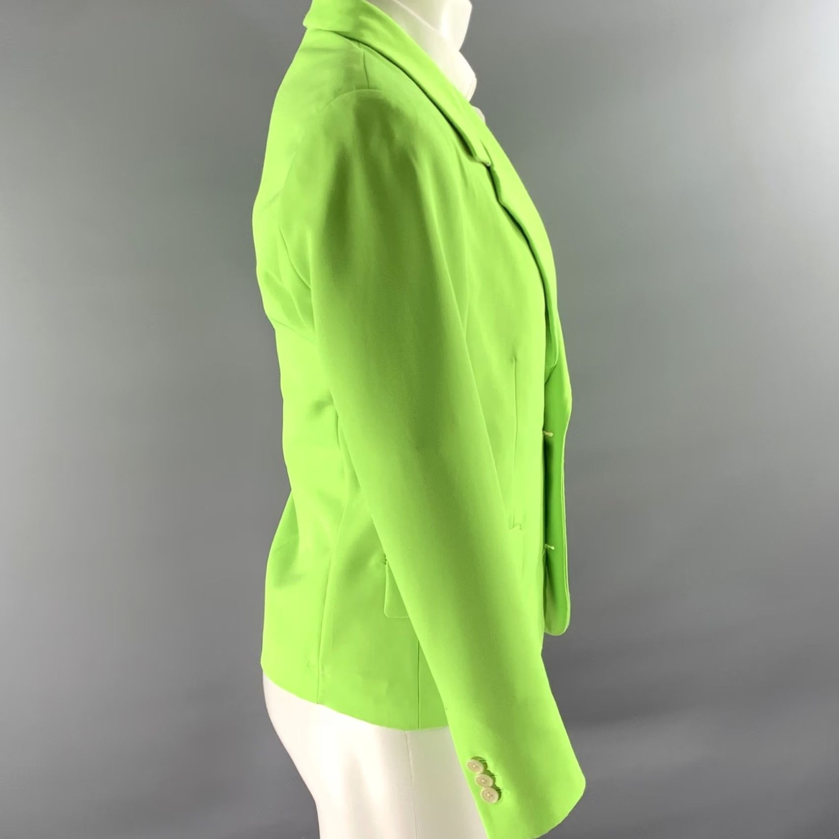 Versace VERSACE Sport Coat Blazer 38 Green Neon Notch Lapel Polyester Blend Adult Mens Size 38R - 3 Thumbnail