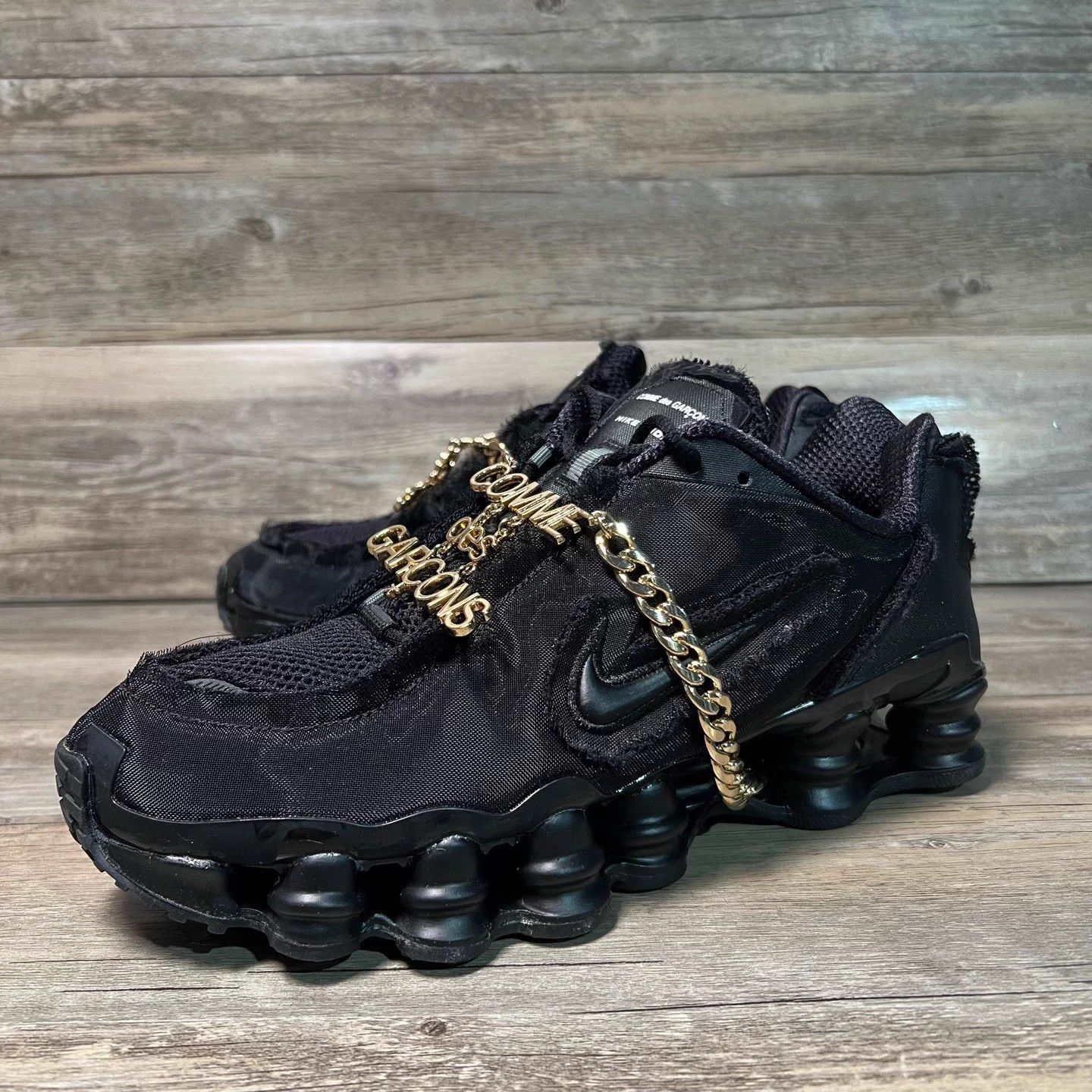 Nike Comme des Garcons Nike Shox TL Triple Black CJ0546-001 Size US 10 / EU 43 - 1 Thumbnail