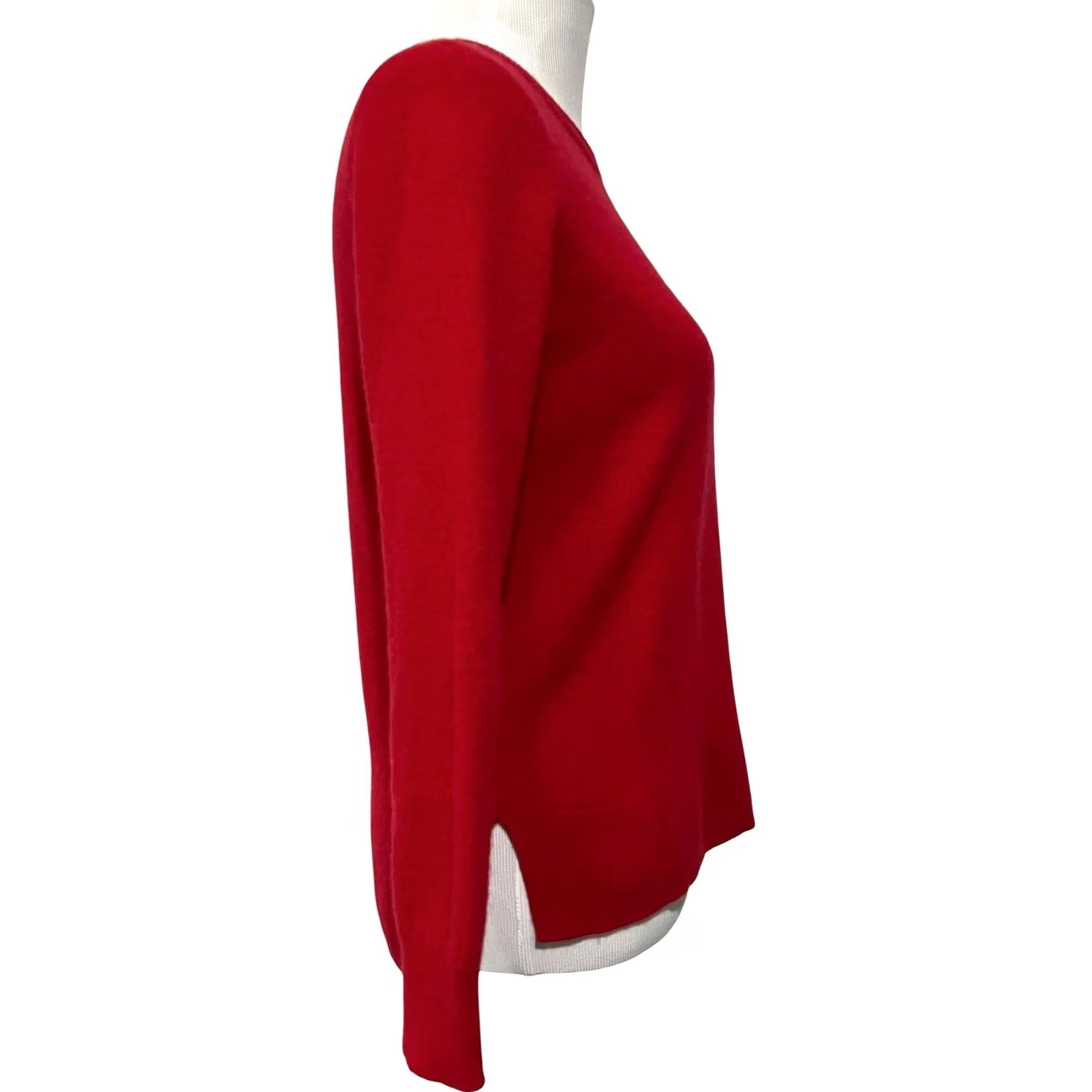 Vintage Halogen Sweater Crew Neck Long Sleeve 100% Cashmere Red Women Size M Pullover Knits Classic Casual Womens Size M / US 6-8 / IT 42-44 - 4 Thumbnail