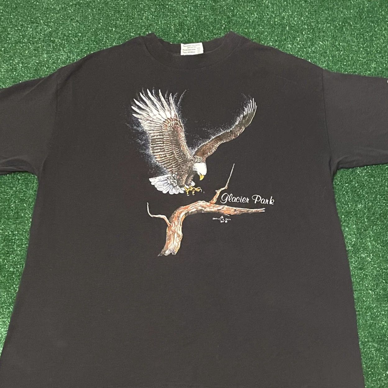 Vintage VINTAGE Eagle Glacier Park Nature Tee 1980 Shirt Mens Size L Black 80s USA Nature Mens Size US L / EU 52-54 / 3 - 3 Thumbnail