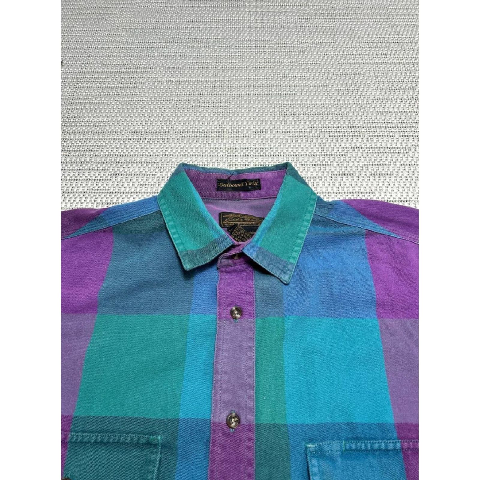 Eddie Bauer VINTAGE Eddie Bauer Shirt Mens M Blue Purple Cotton Button Up Flannel Size US M / EU 48-50 / 2 - 2 Thumbnail