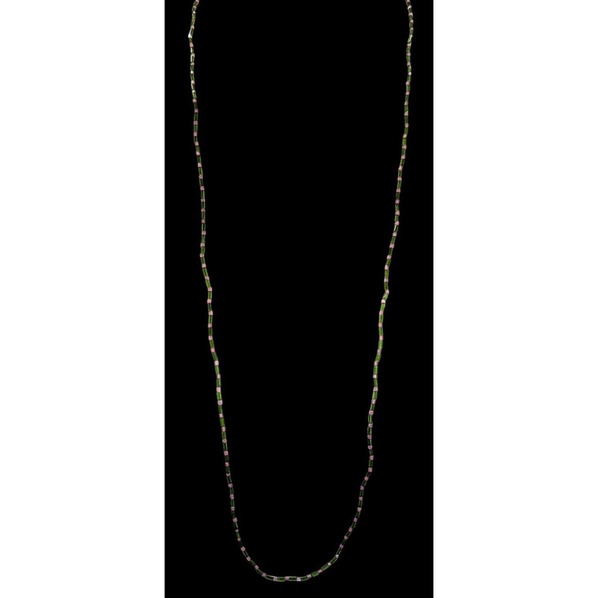 Other Cottagecore Glass Beaded Necklace With Pink & Green Cylindri Size ONE SIZE - 2 Thumbnail