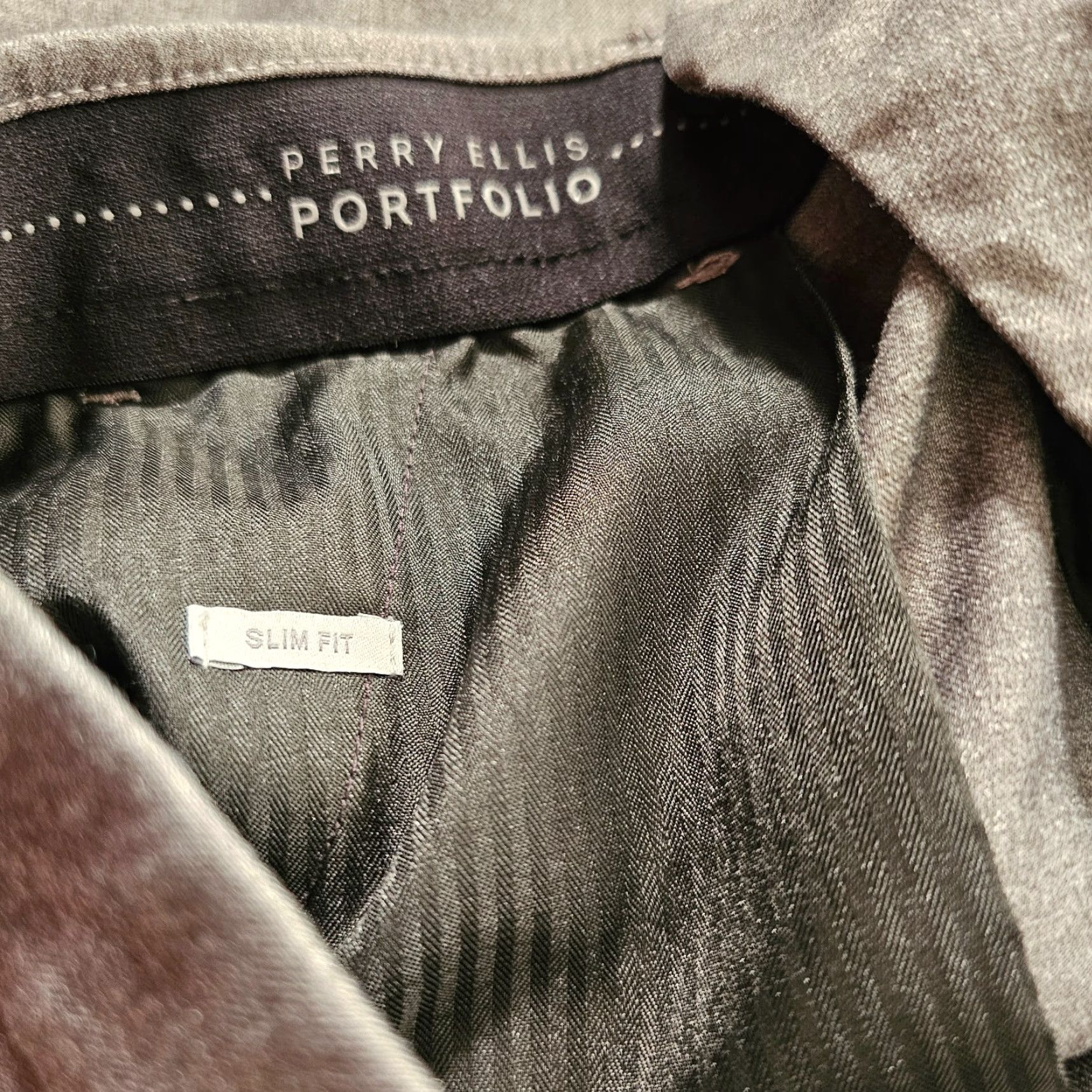 Perry Ellis Perry Ellis Pants Mens 34 x 29 Portfolio Slim Fit Dress Slacks Stretch Gray Portfolio Slim Fit Dress Slacks Brown? Wait. Size US 34 / EU 50 - 4 Thumbnail