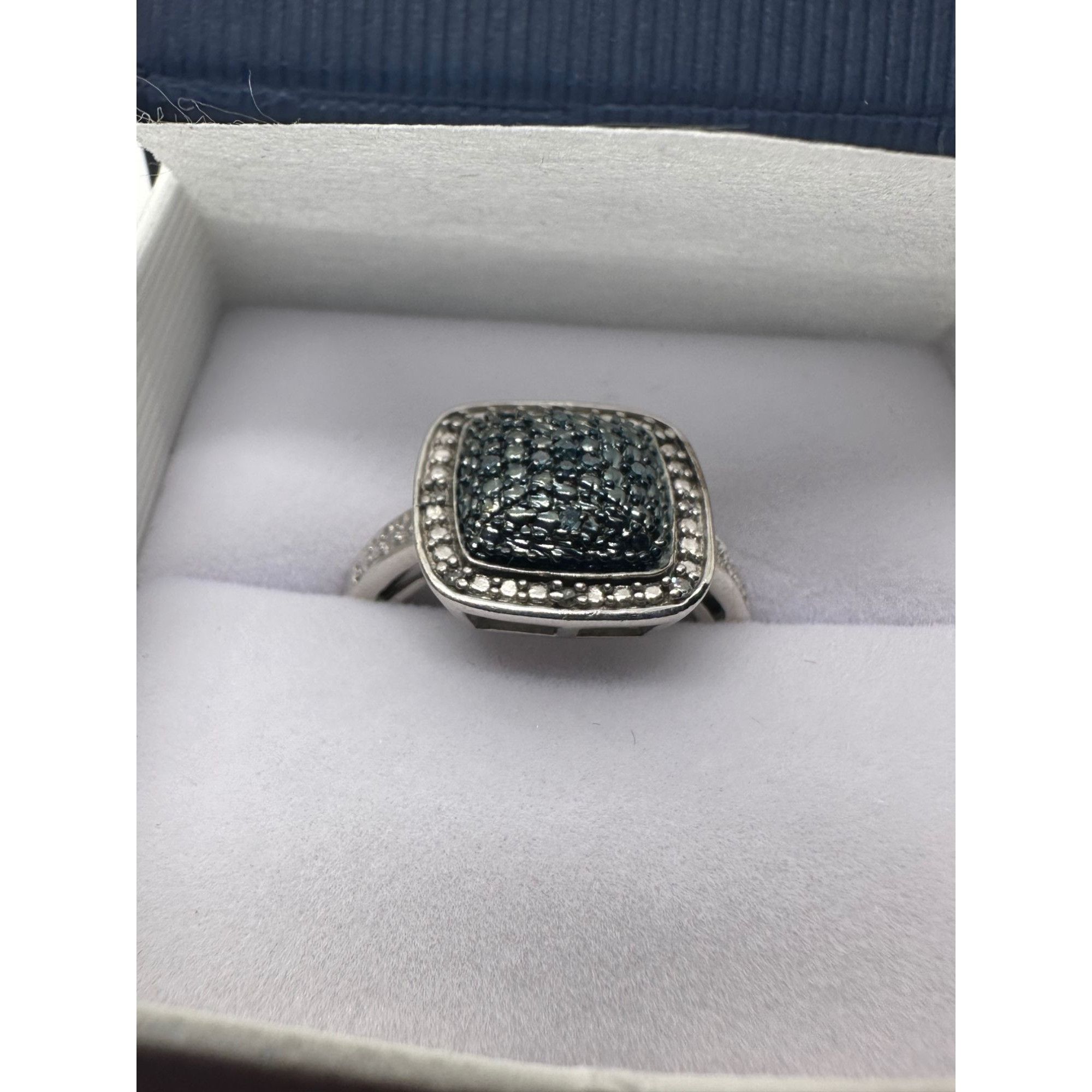 Other Genuine Cushion Cut Blue Diamond Ring Size 7 - Pretty with N Size ONE SIZE - 5 Thumbnail